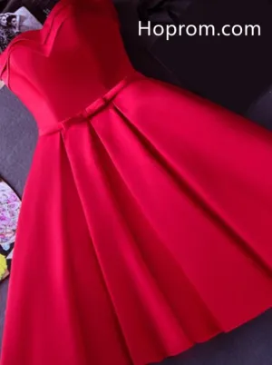 Red Sweetheart Homecoming Dress, Bowknot Short Homecoming Dress