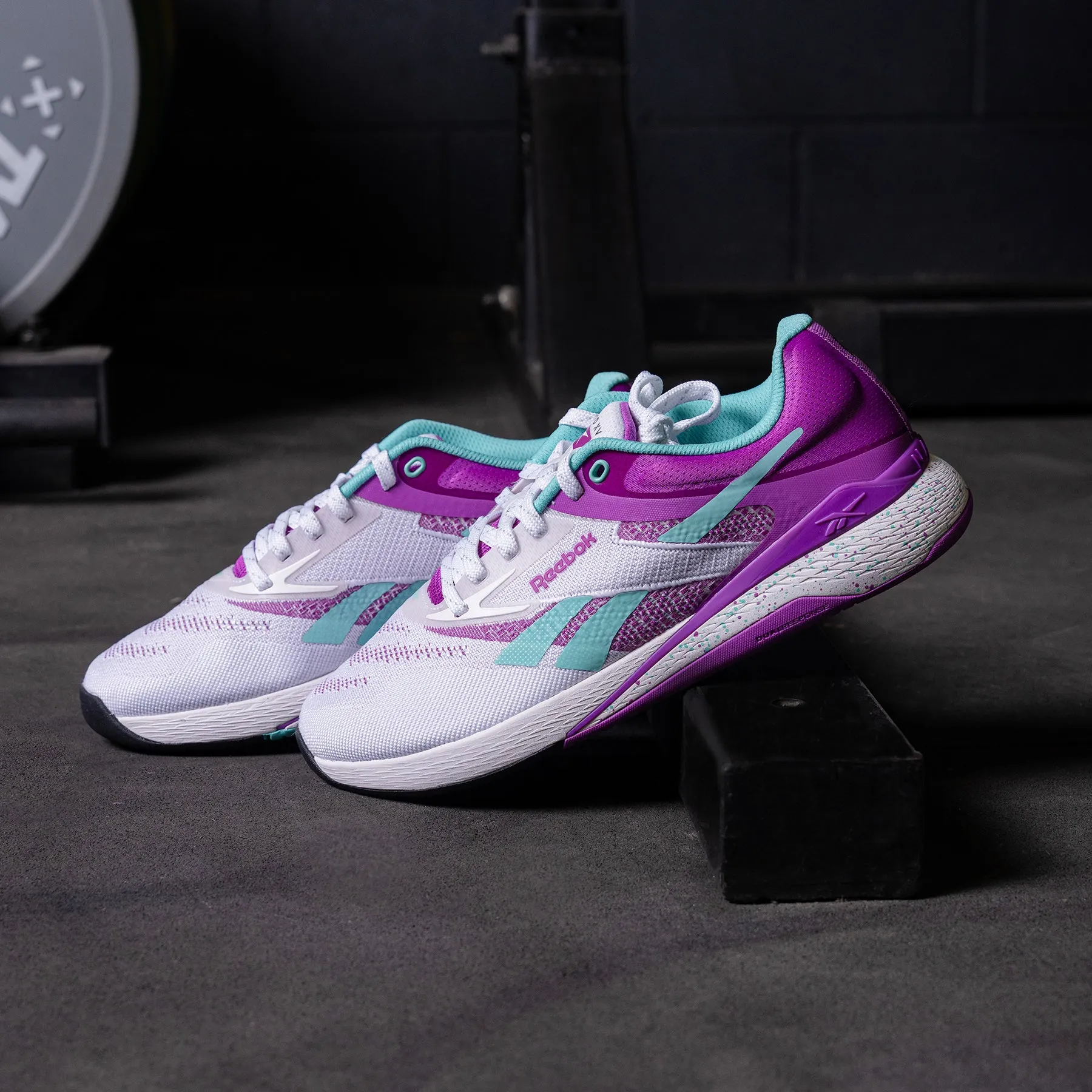 REEBOK - NANO X5 - WOMEN'S - FTW WHITE/PURPLE RAVE/AI AQUA