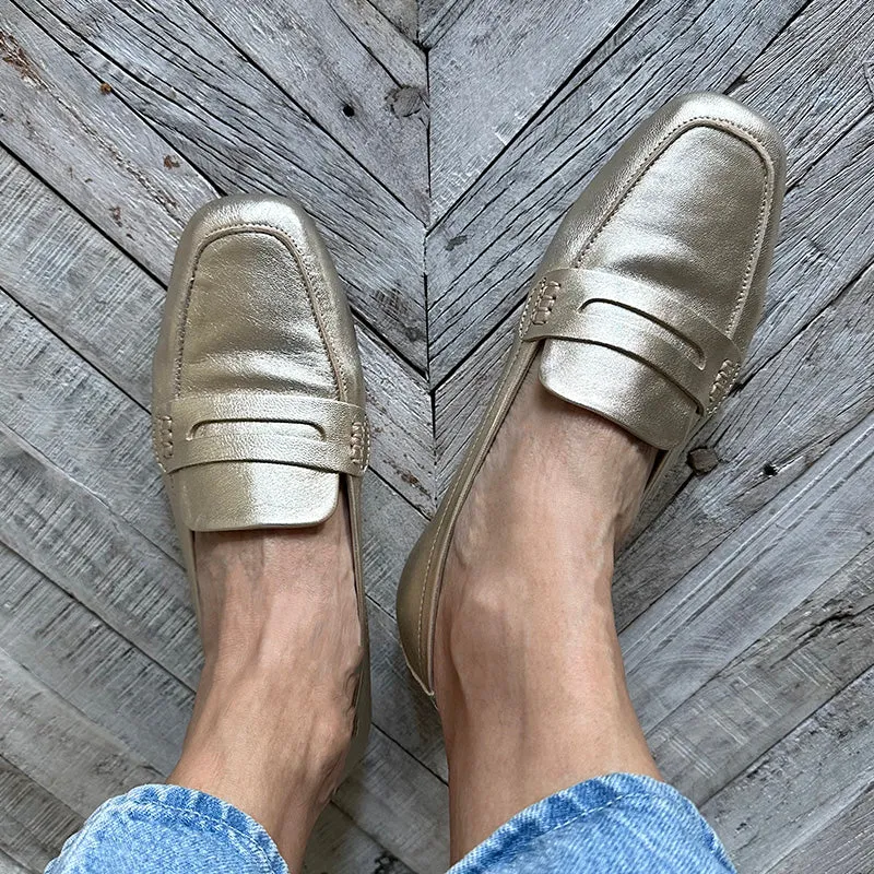 Reqins Champagne Metallic Loafer