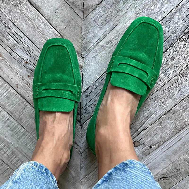 Reqins Green Suede Loafers