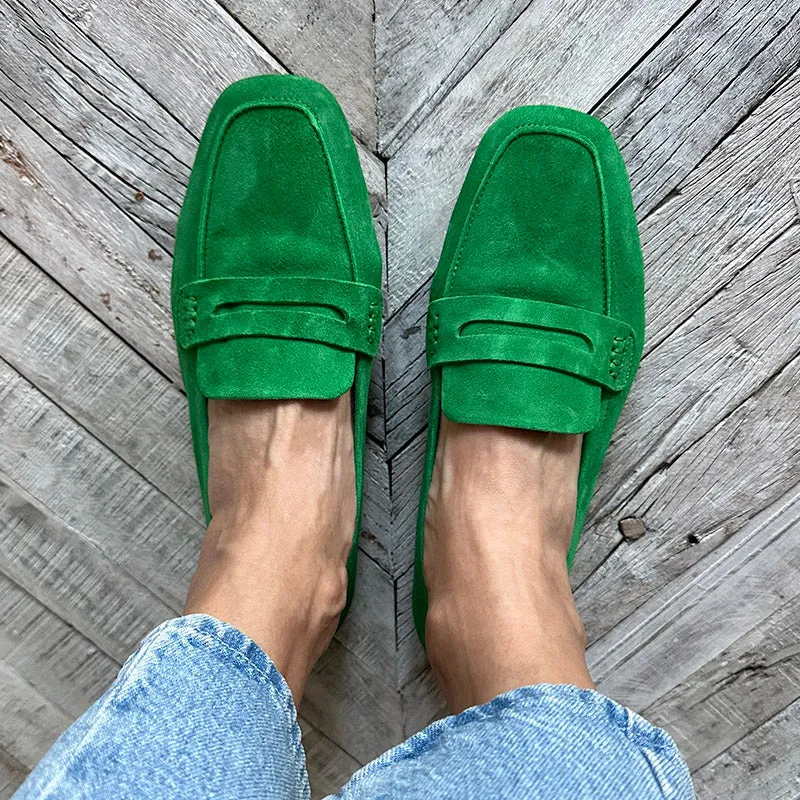 Reqins Green Suede Loafers