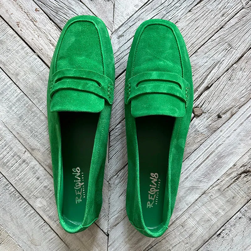 Reqins Green Suede Loafers