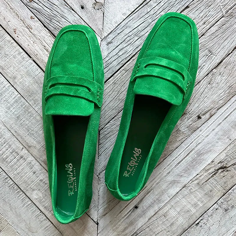 Reqins Green Suede Loafers