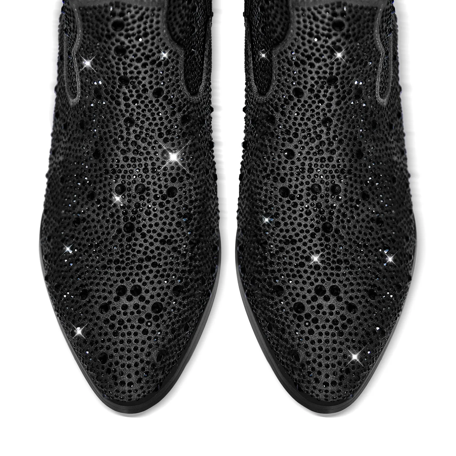 Rhinestone Round Toe Knee-high Boots