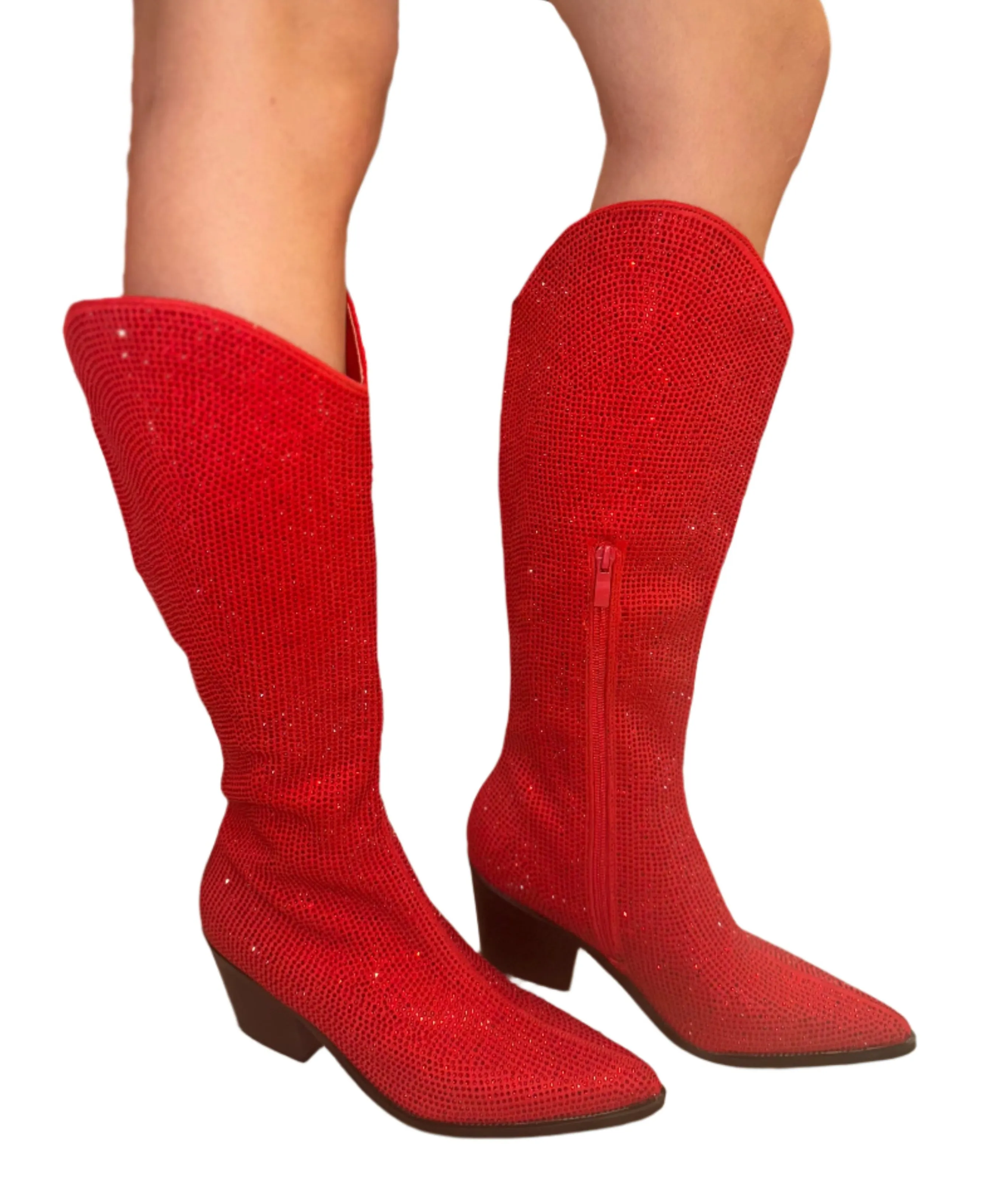 RHINESTONED BELOW THE KNEE WESTERN BOOT AANIKA