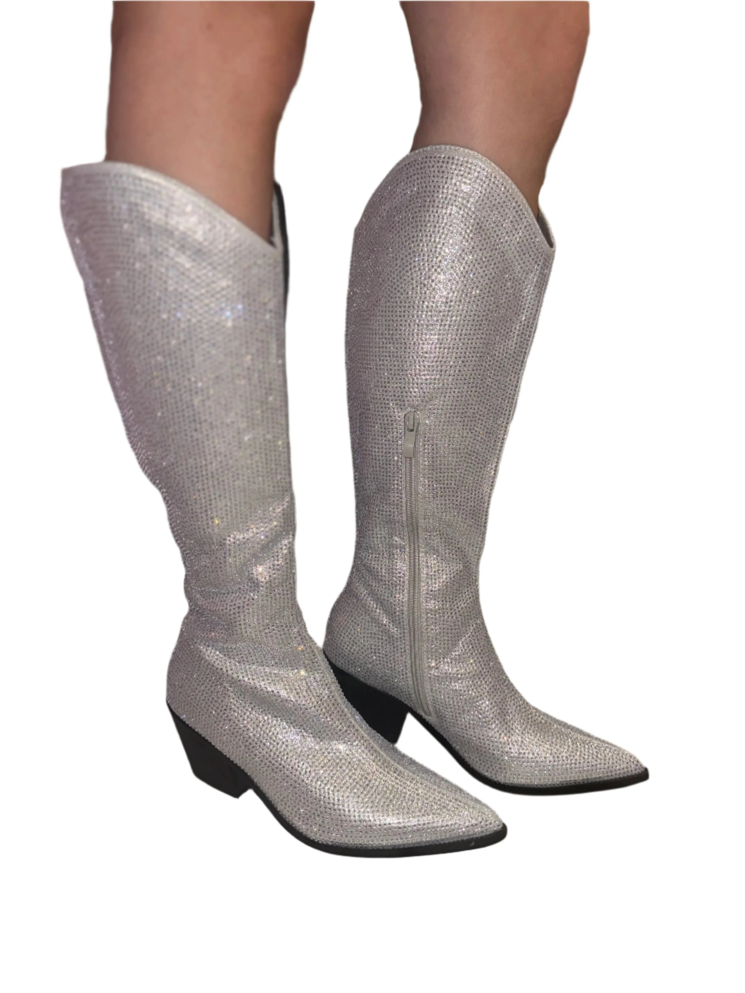 RHINESTONED BELOW THE KNEE WESTERN BOOT AANIKA