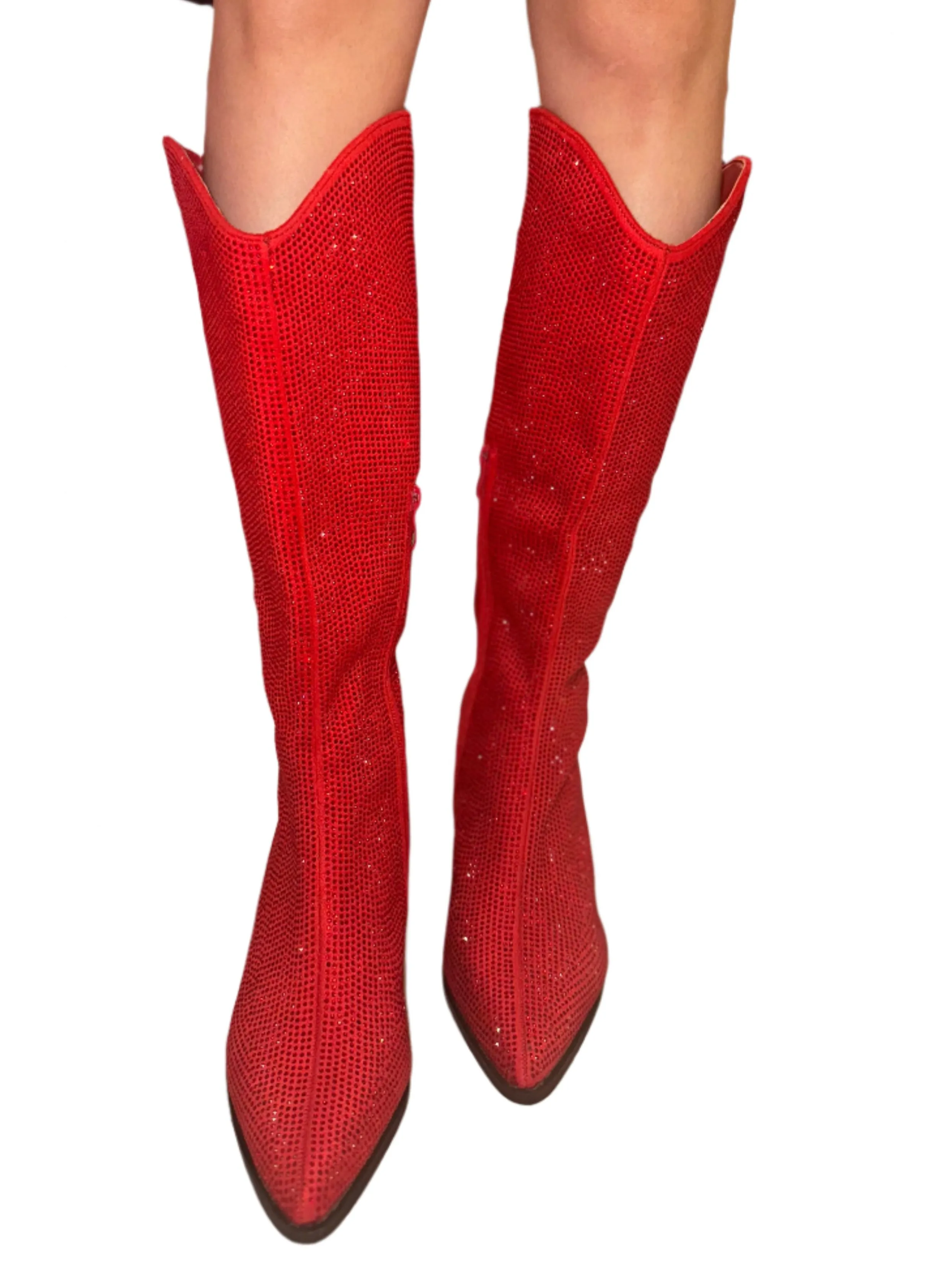 RHINESTONED BELOW THE KNEE WESTERN BOOT AANIKA