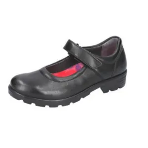 Ricosta Nora - Black Leather Chunky Mary Jane School Shoe
