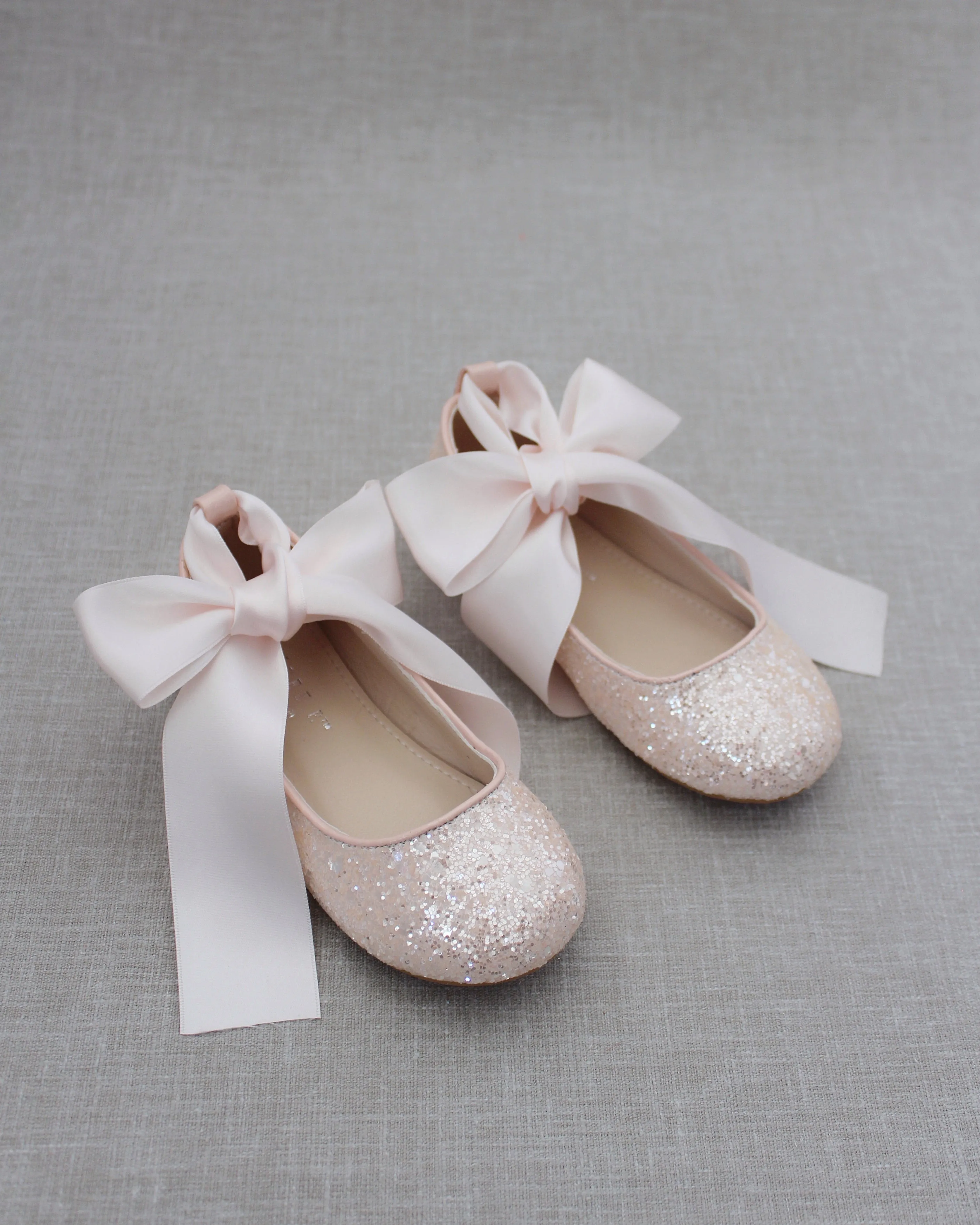 Rock Glitter Ballet Flats with Satin Ankle Strap