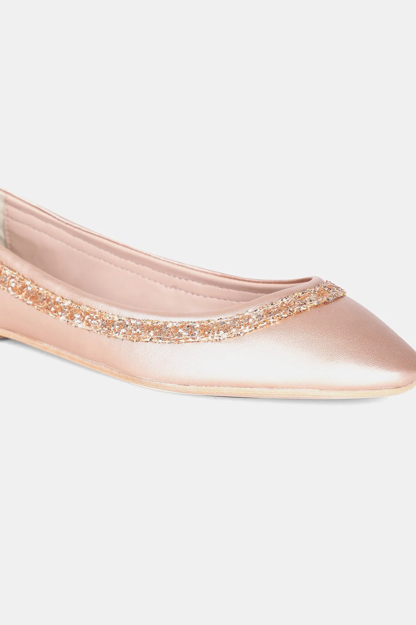 Rose Gold Round Toe Textured Flat - ZKittie