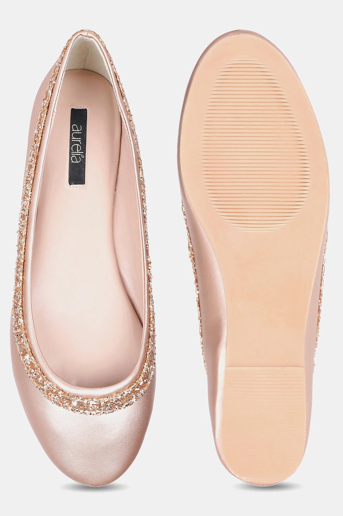 Rose Gold Round Toe Textured Flat - ZKittie