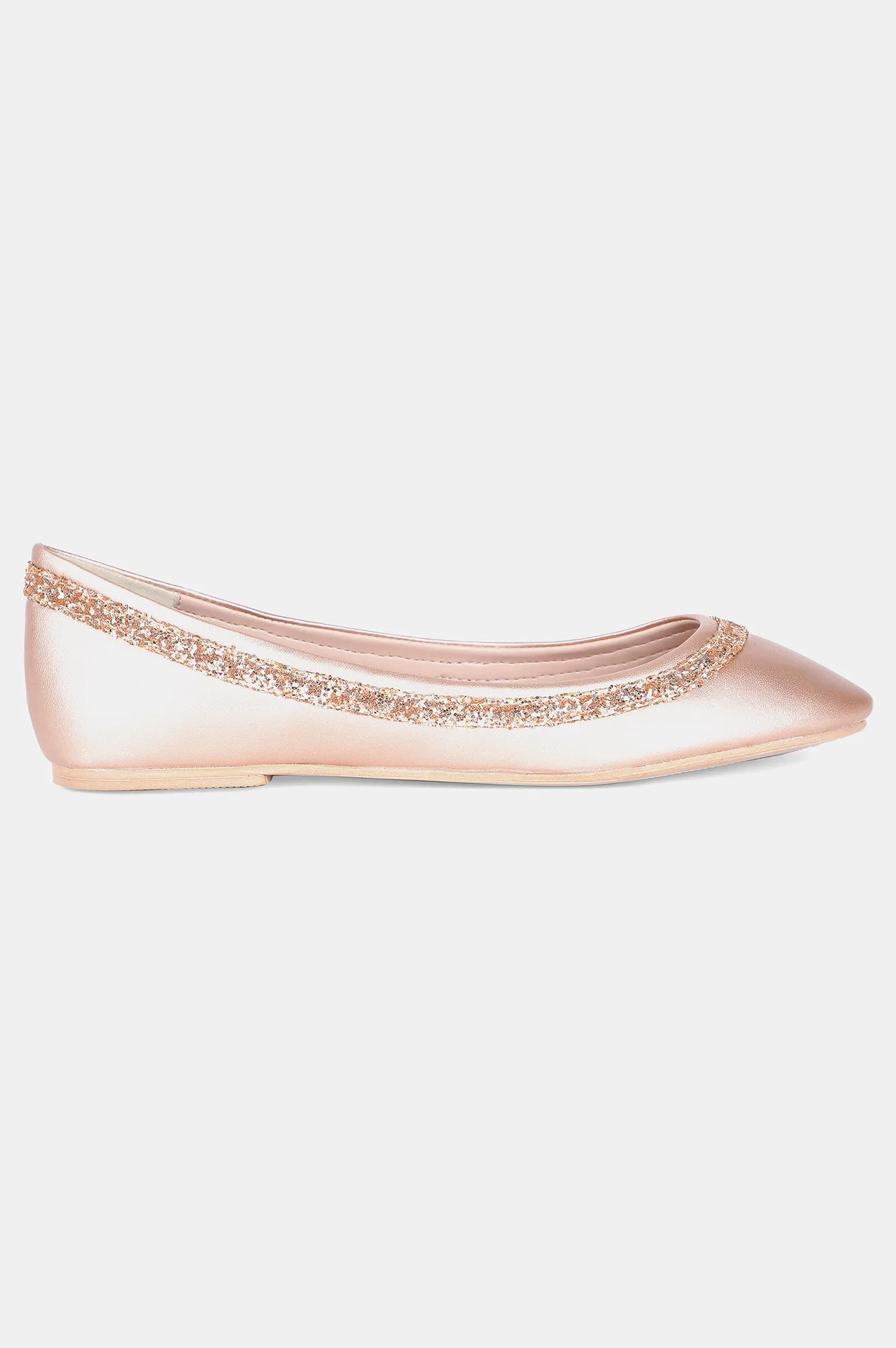 Rose Gold Round Toe Textured Flat - ZKittie