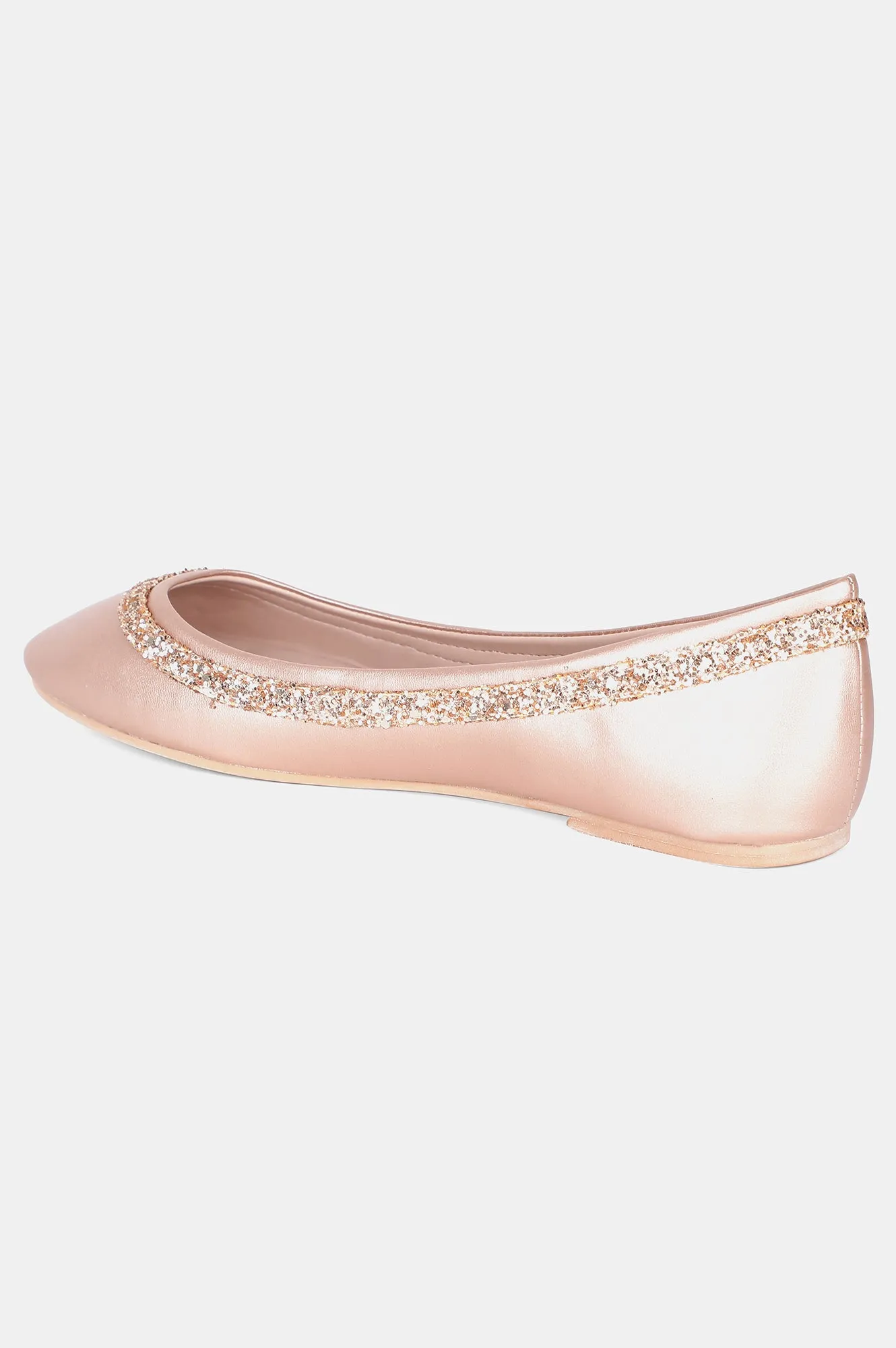 Rose Gold Round Toe Textured Flat - ZKittie