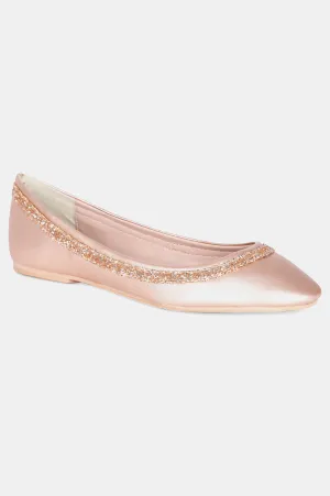 Rose Gold Round Toe Textured Flat - ZKittie