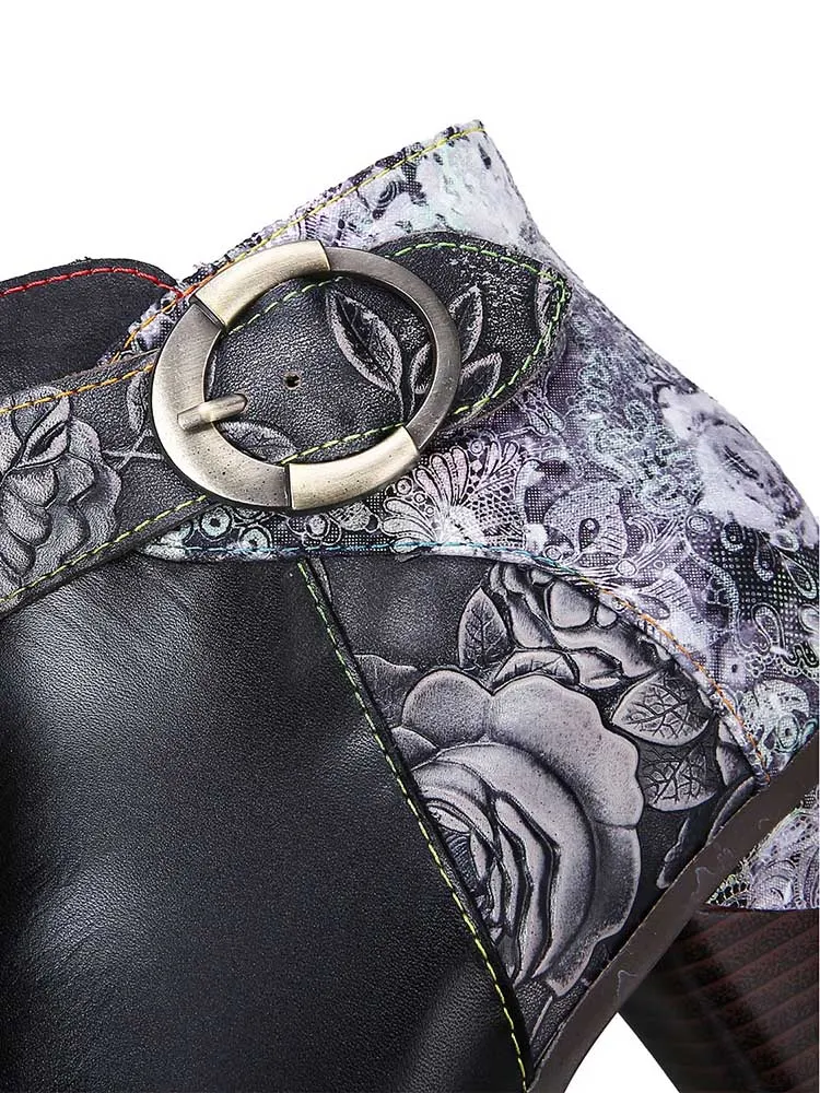 Rylan Handmade Floral Embossed Ankle Boots