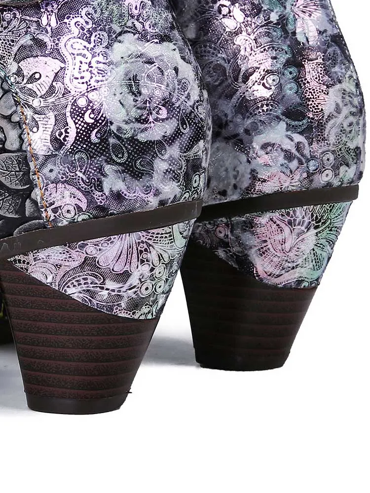 Rylan Handmade Floral Embossed Ankle Boots