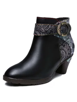 Rylan Handmade Floral Embossed Ankle Boots