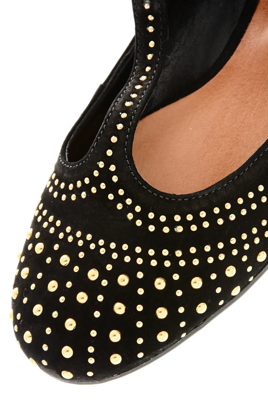 SABILE Black Studded Ballerinas