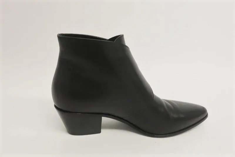 Saint Laurent Studded Double Monk Ankle Boots Black Leather Size 36