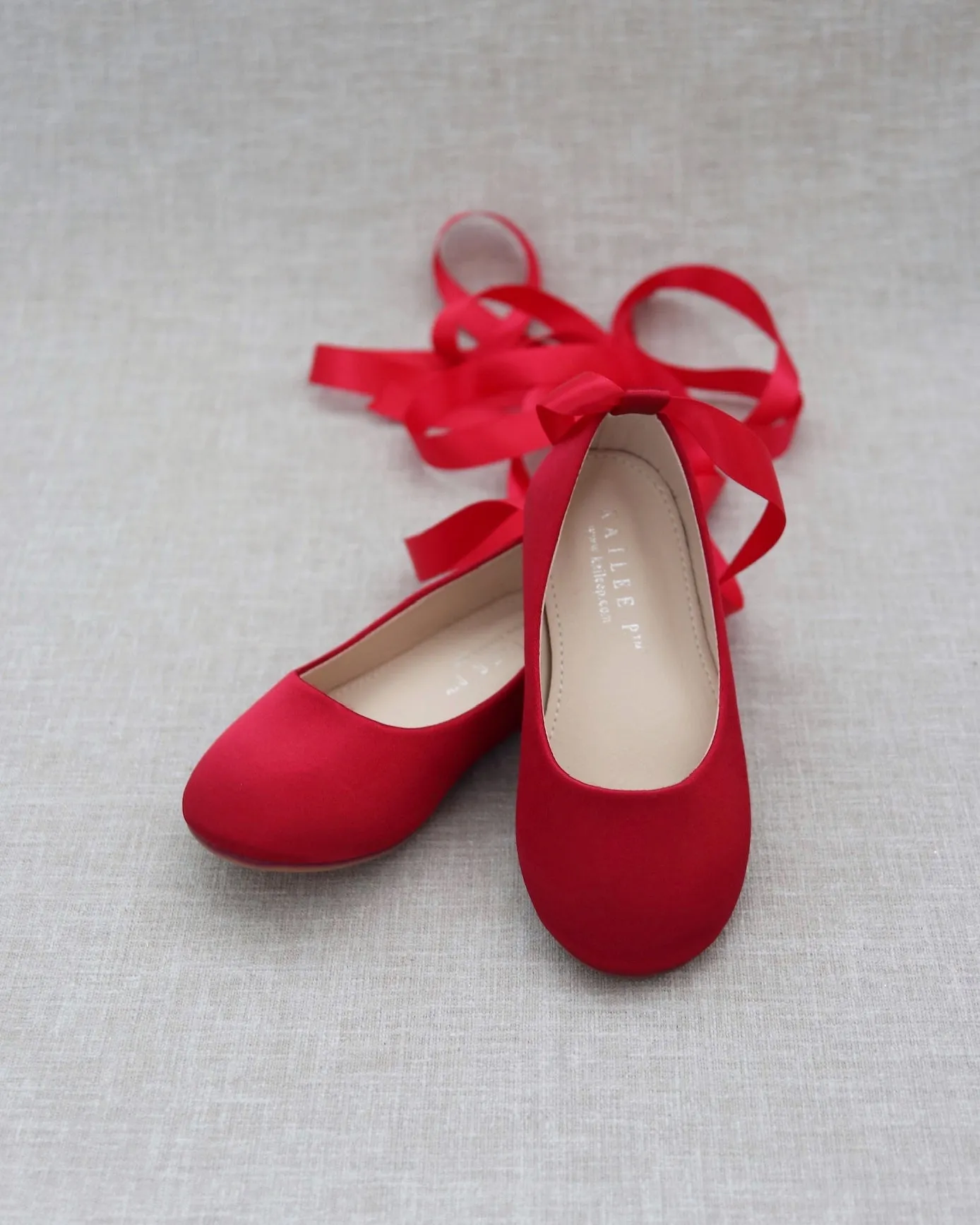 Satin Ballet Flats with Ankle Tie or Ballerina Lace Up