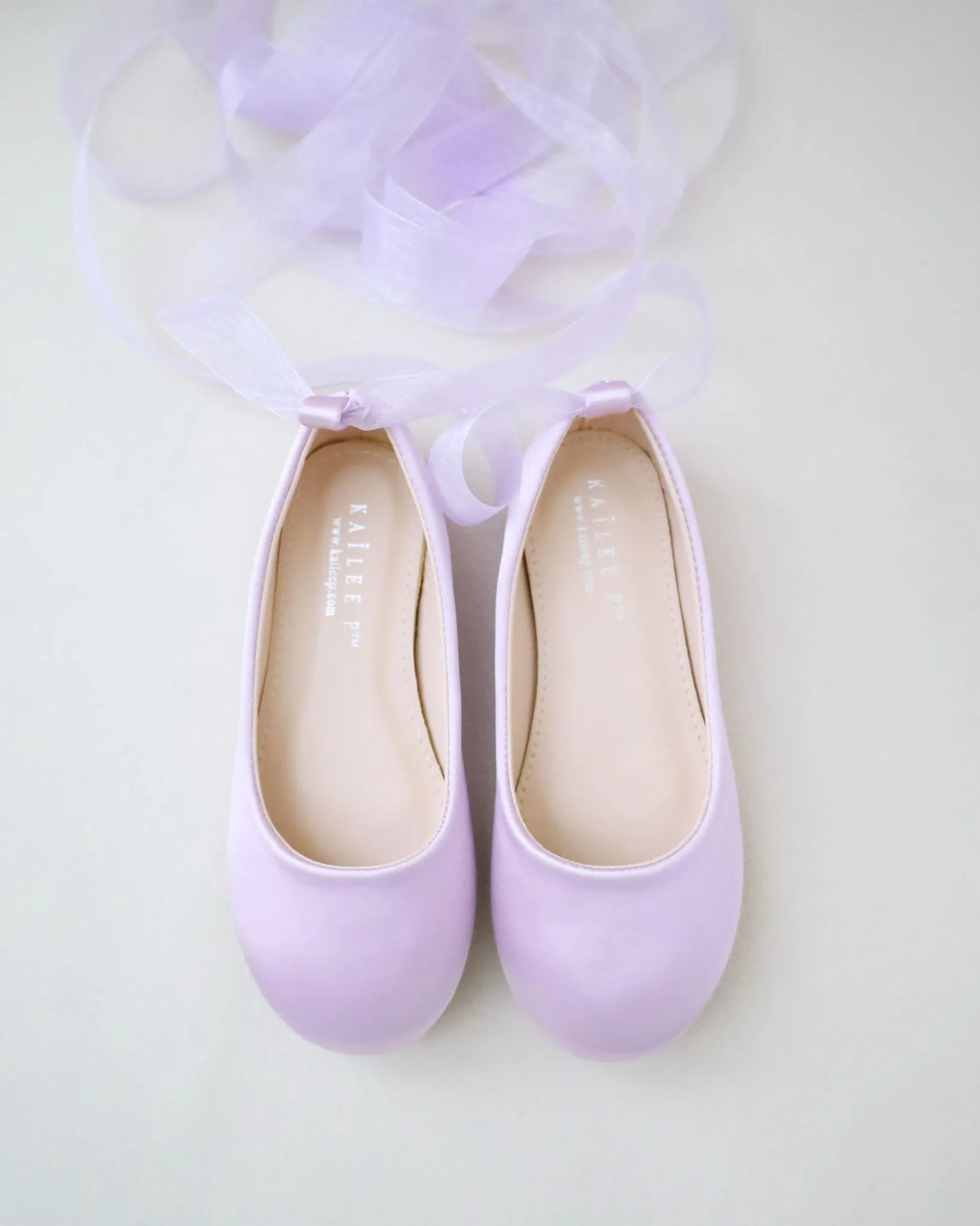 Satin Ballet Flats with Ankle Tie or Ballerina Lace Up
