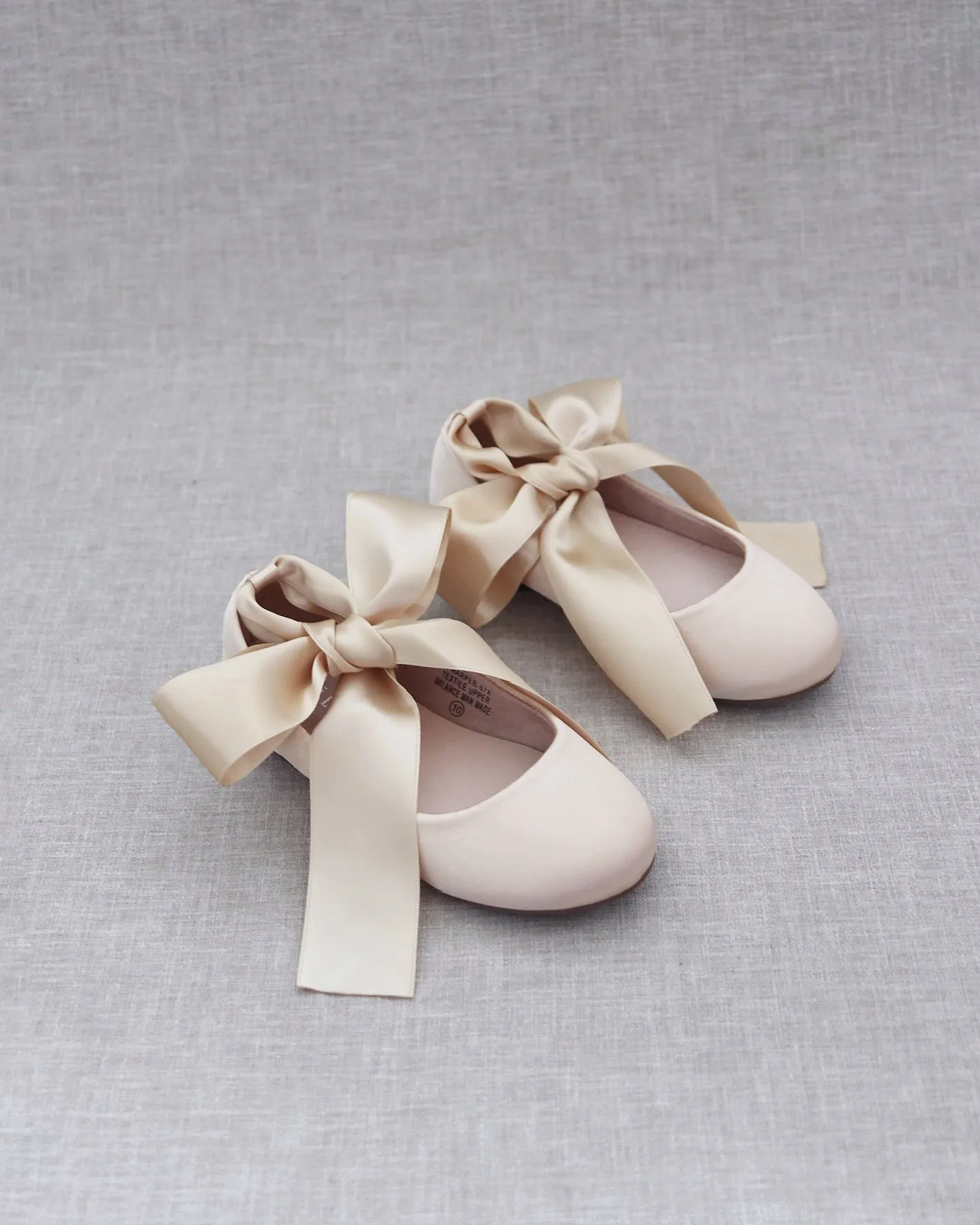 Satin Ballet Flats with Ankle Tie or Ballerina Lace Up