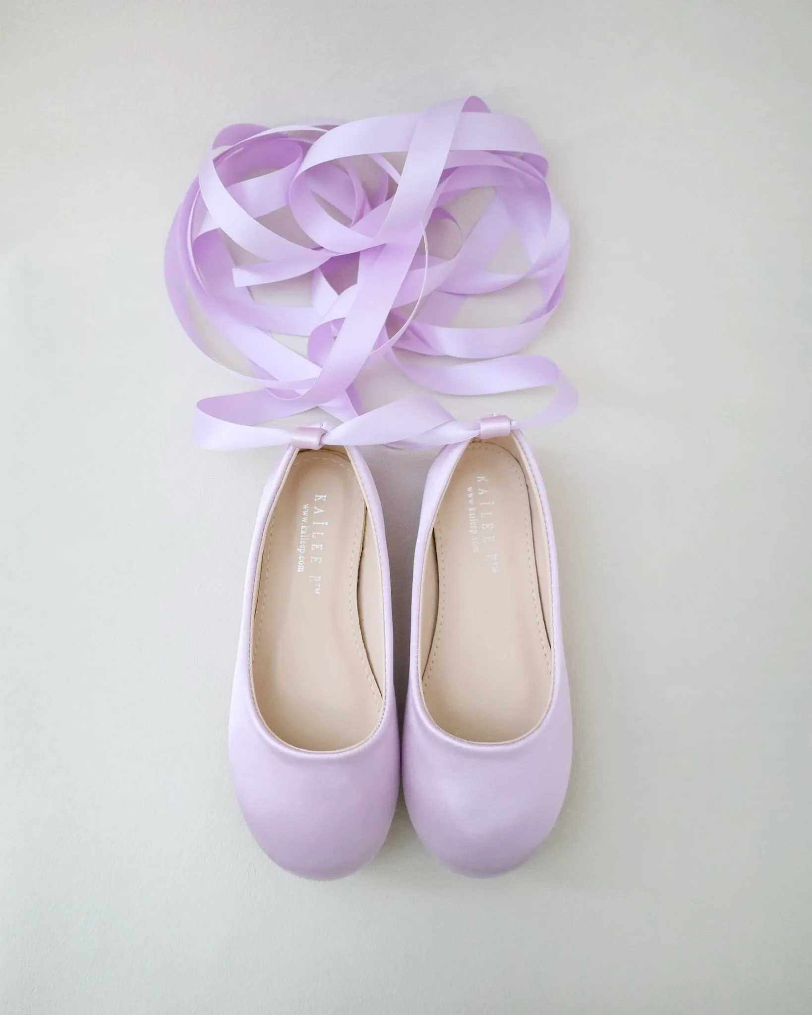 Satin Ballet Flats with Ankle Tie or Ballerina Lace Up