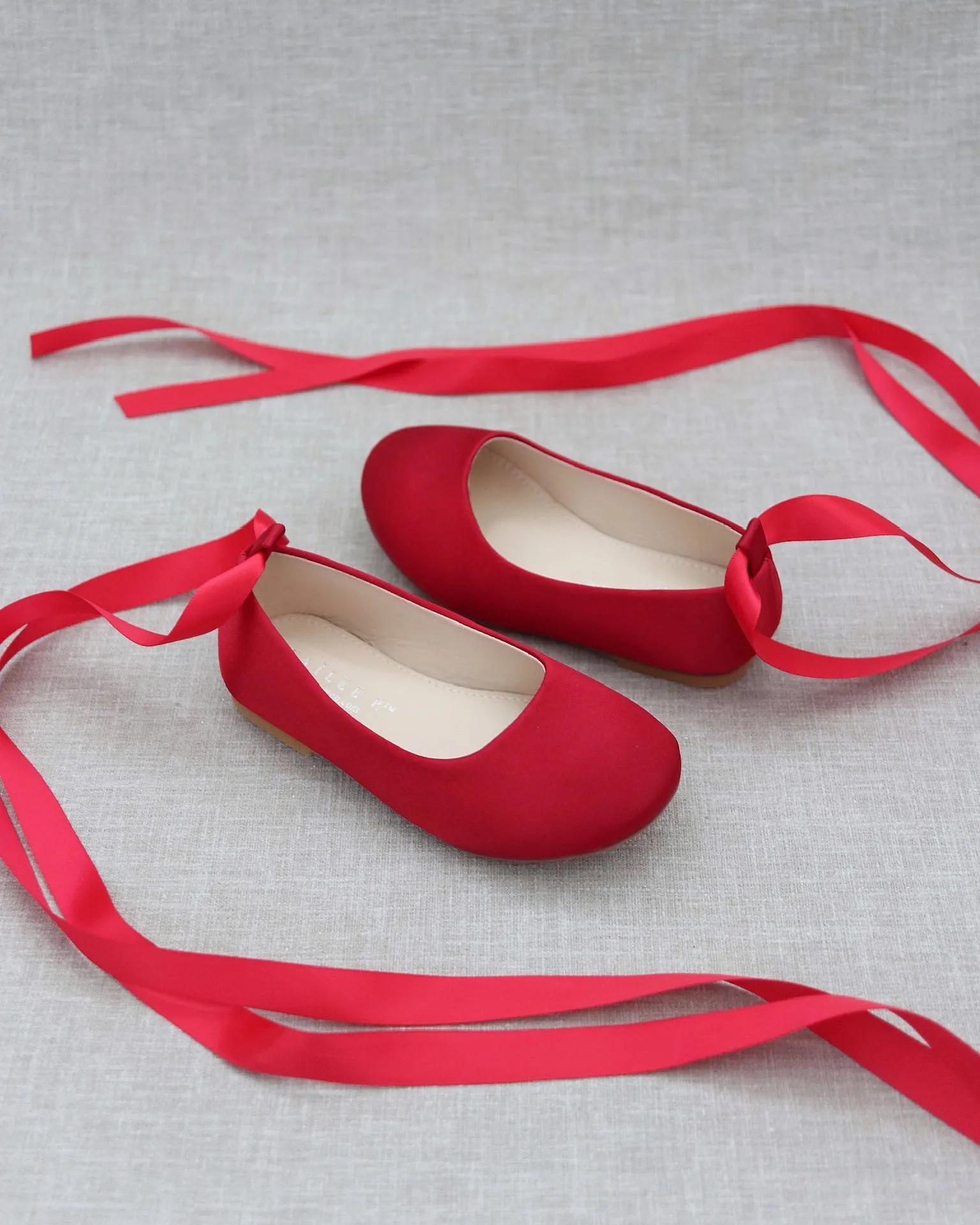 Satin Ballet Flats with Ankle Tie or Ballerina Lace Up