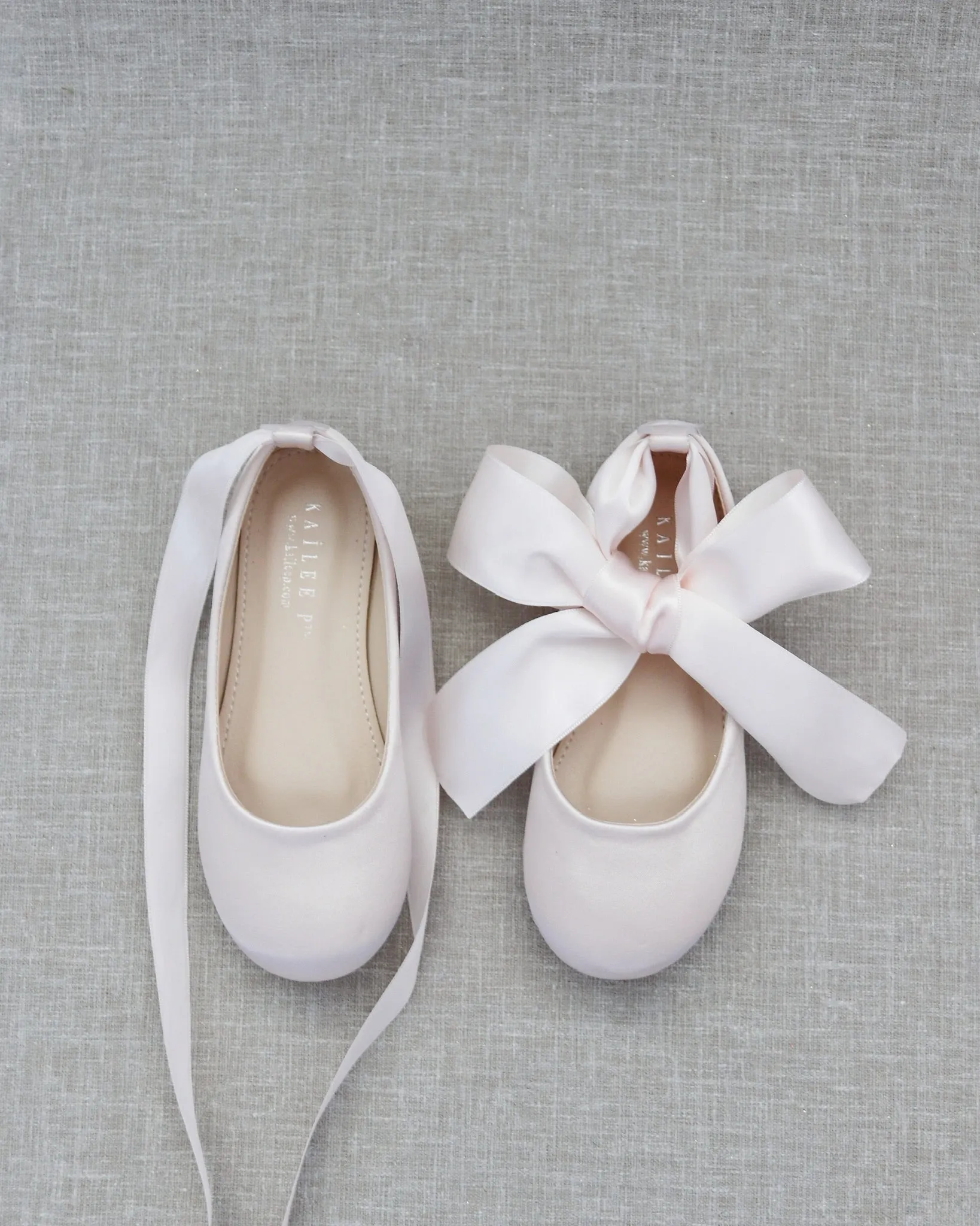 Satin Ballet Flats with Ankle Tie or Ballerina Lace Up