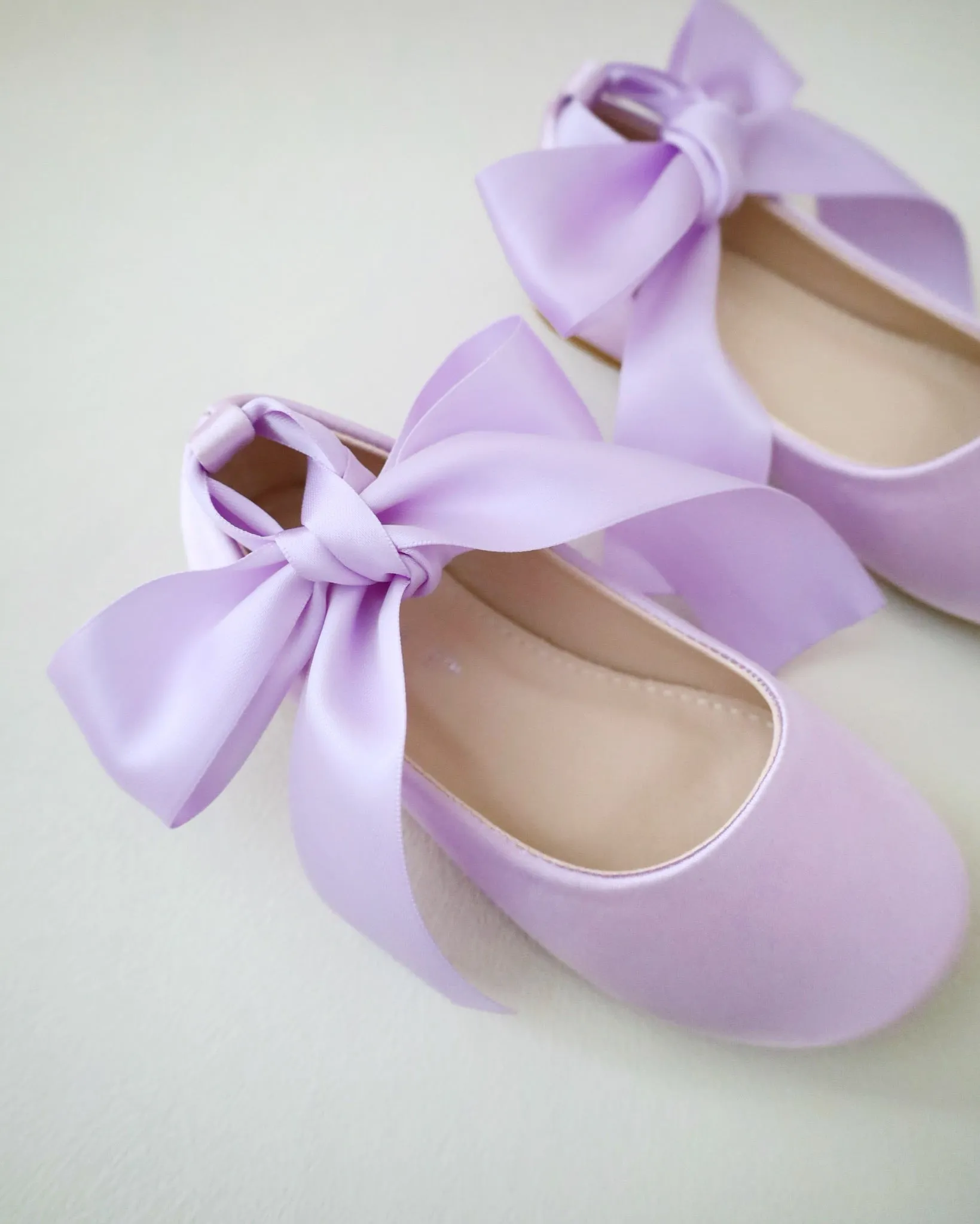 Satin Ballet Flats with Ankle Tie or Ballerina Lace Up