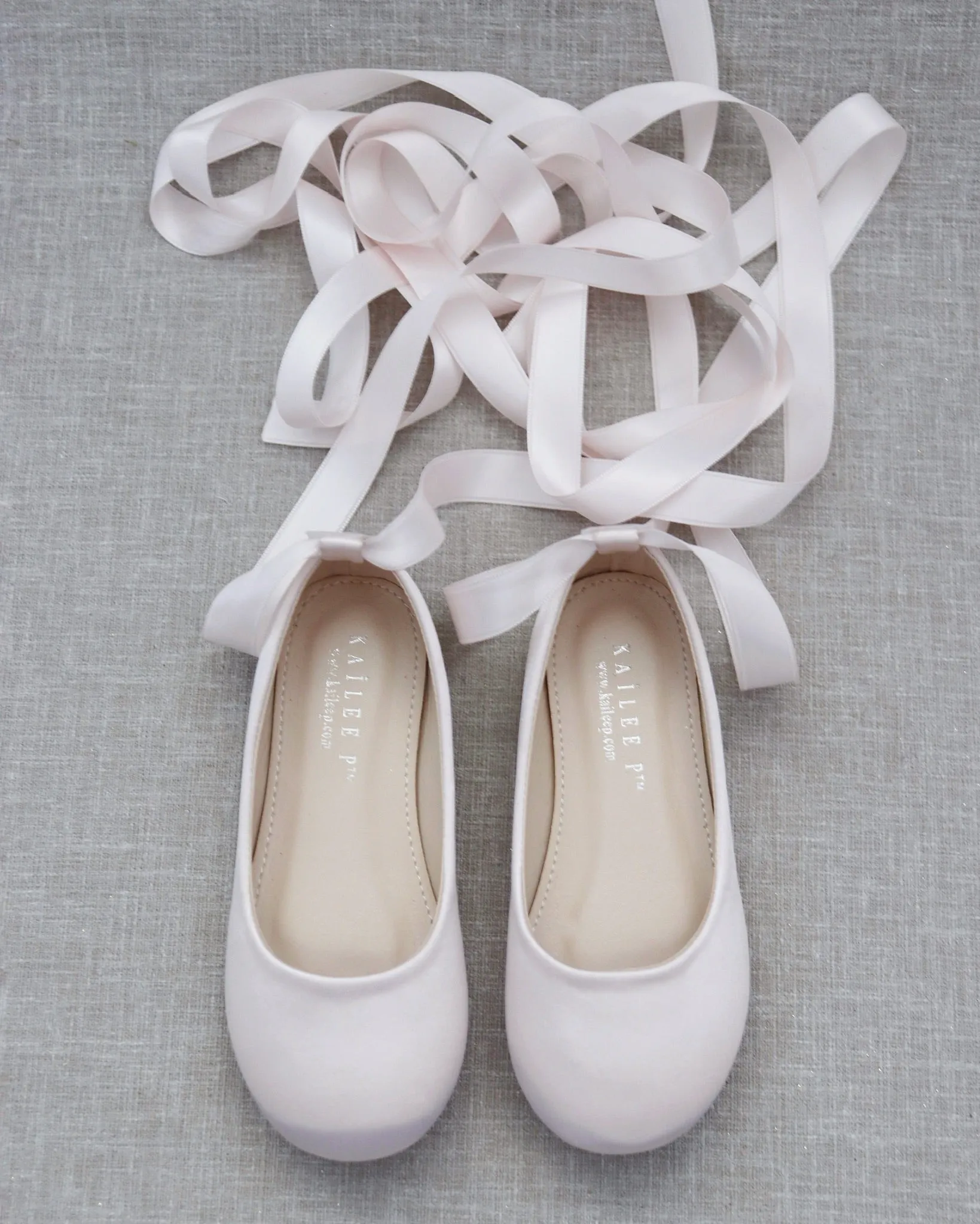 Satin Ballet Flats with Ankle Tie or Ballerina Lace Up