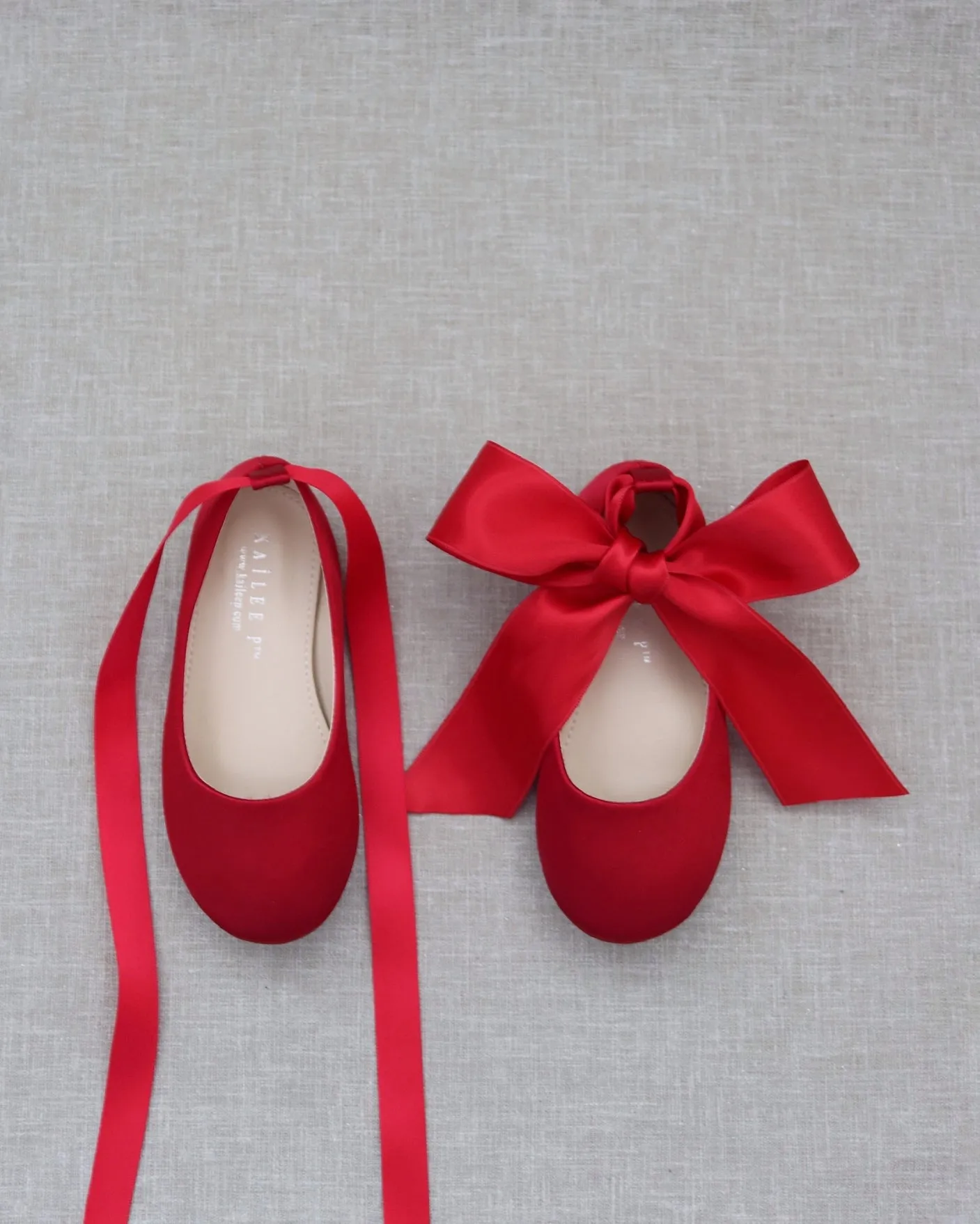 Satin Ballet Flats with Ankle Tie or Ballerina Lace Up