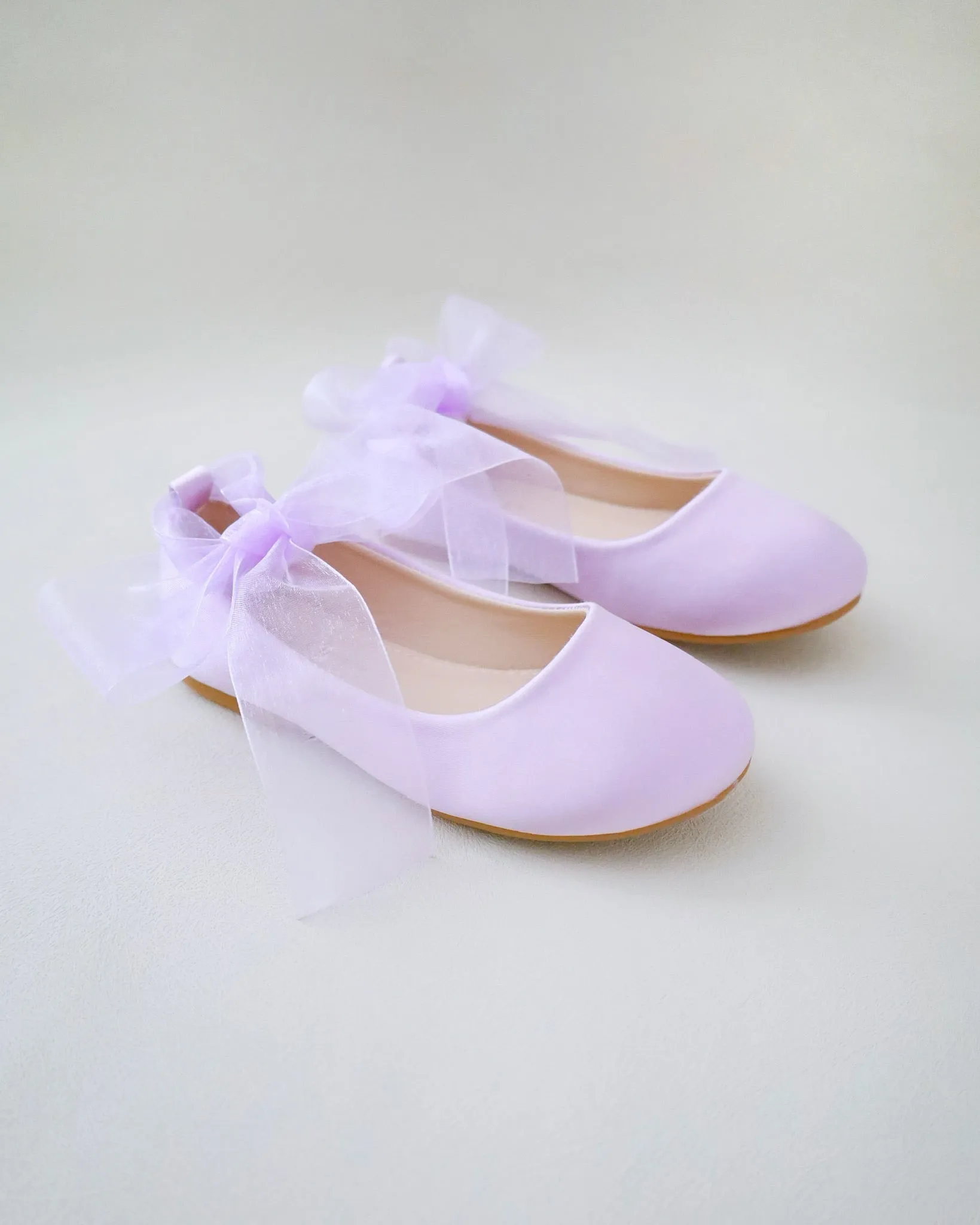 Satin Ballet Flats with Ankle Tie or Ballerina Lace Up