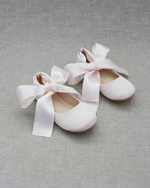 Satin Ballet Flats with Ankle Tie or Ballerina Lace Up