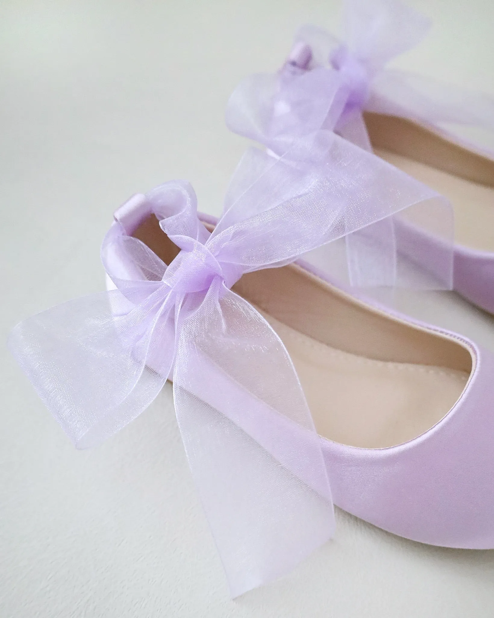 Satin Ballet Flats with Ankle Tie or Ballerina Lace Up