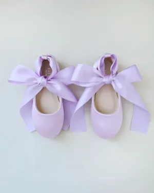 Satin Ballet Flats with Ankle Tie or Ballerina Lace Up