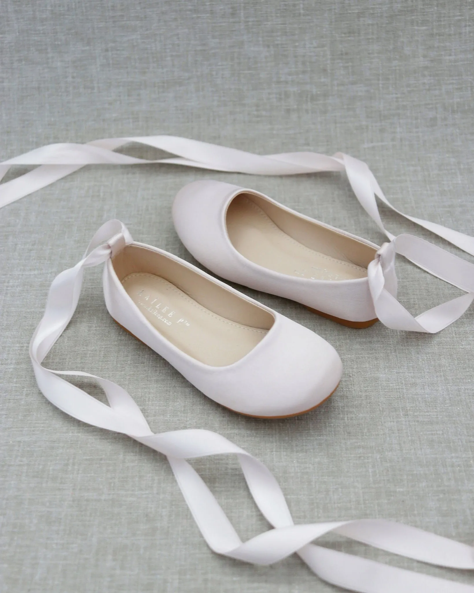 Satin Ballet Flats with Ankle Tie or Ballerina Lace Up