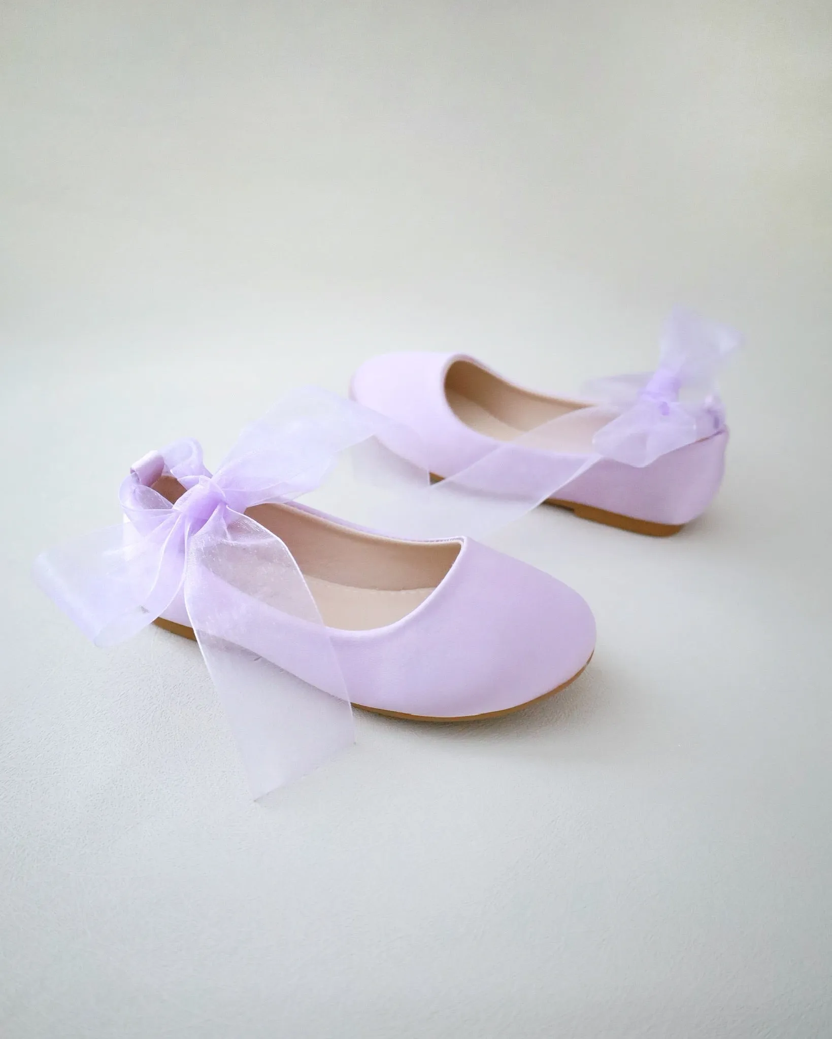 Satin Ballet Flats with Ankle Tie or Ballerina Lace Up