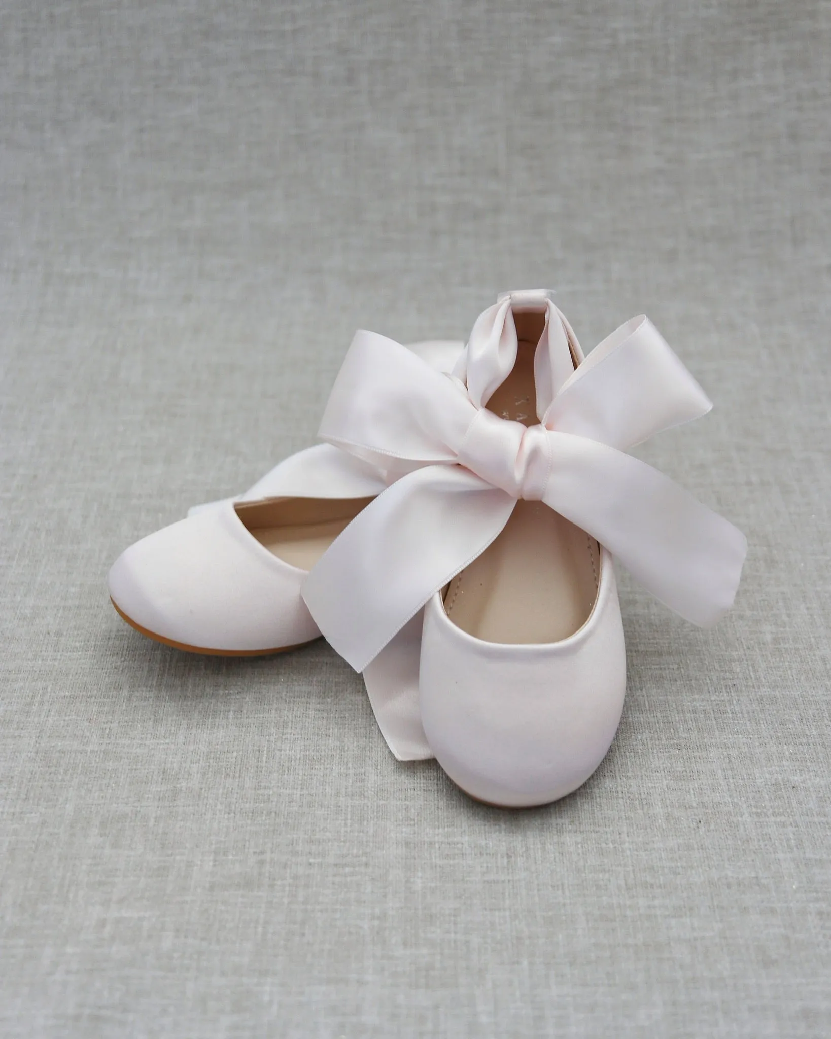 Satin Ballet Flats with Ankle Tie or Ballerina Lace Up