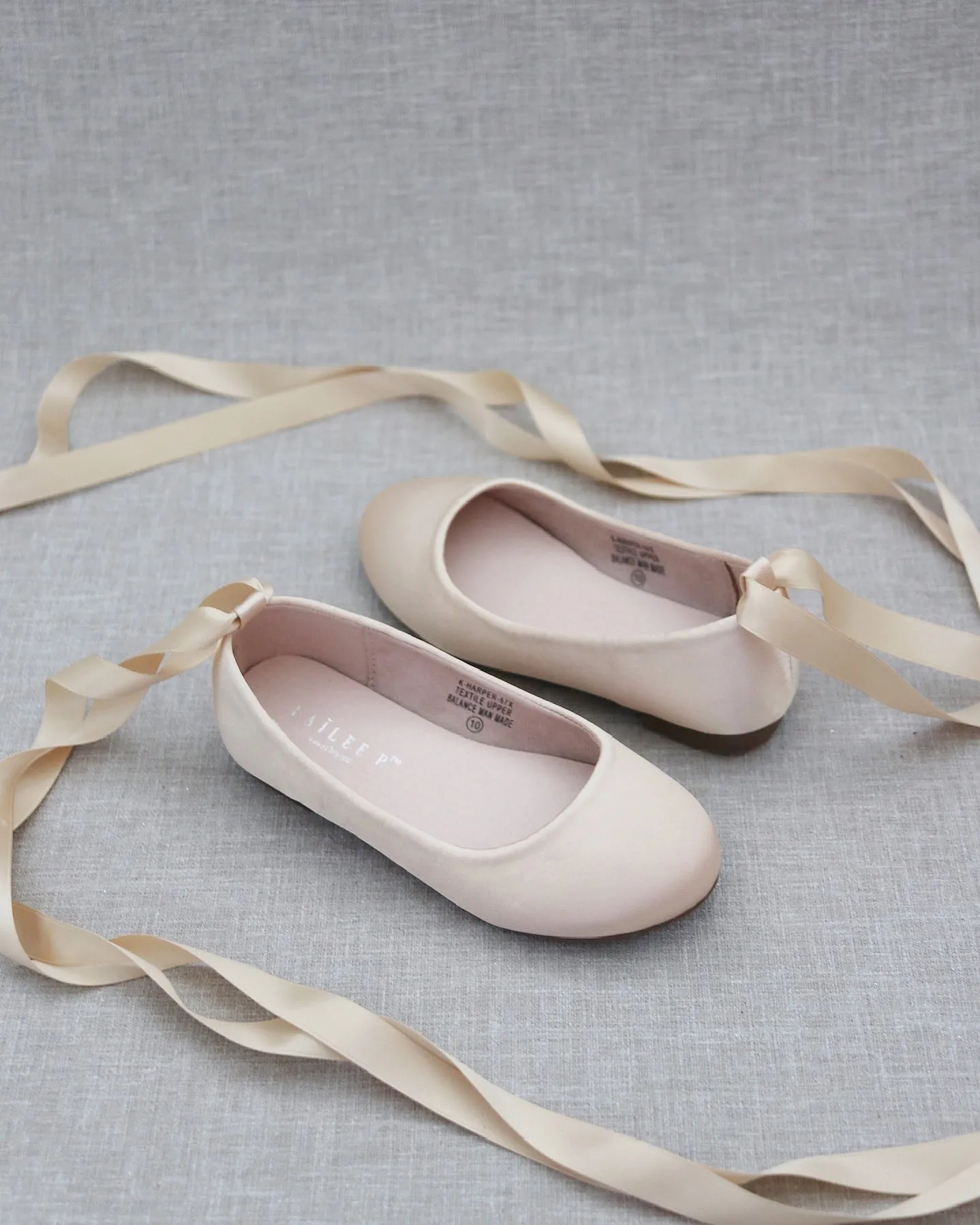 Satin Ballet Flats with Ankle Tie or Ballerina Lace Up