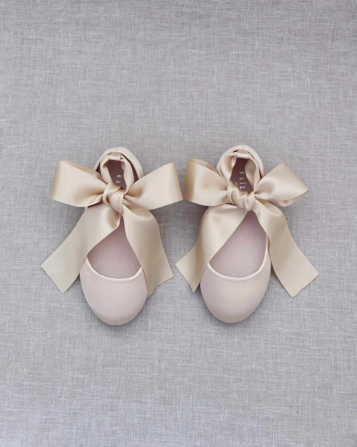 Satin Ballet Flats with Ankle Tie or Ballerina Lace Up