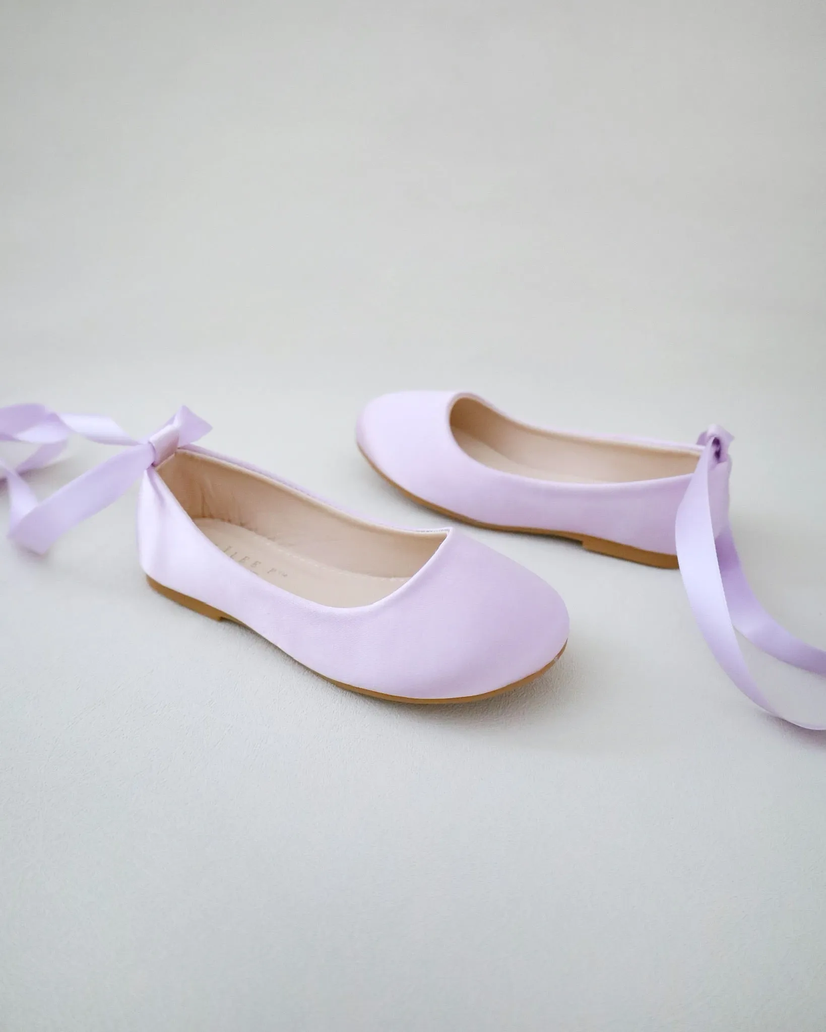 Satin Ballet Flats with Ankle Tie or Ballerina Lace Up