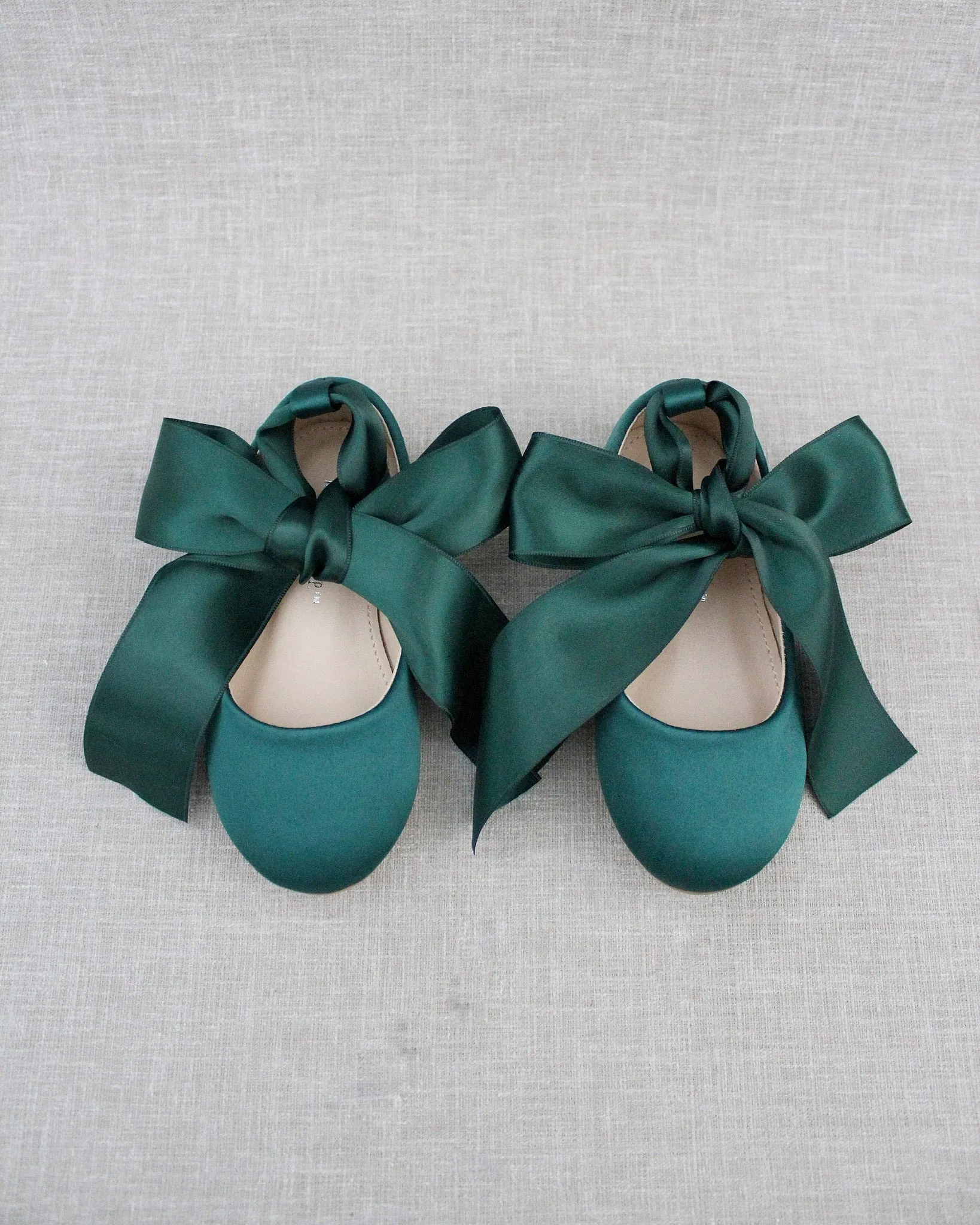 Satin Ballet Flats with Satin Ankle Tie or Ballerina Lace Up