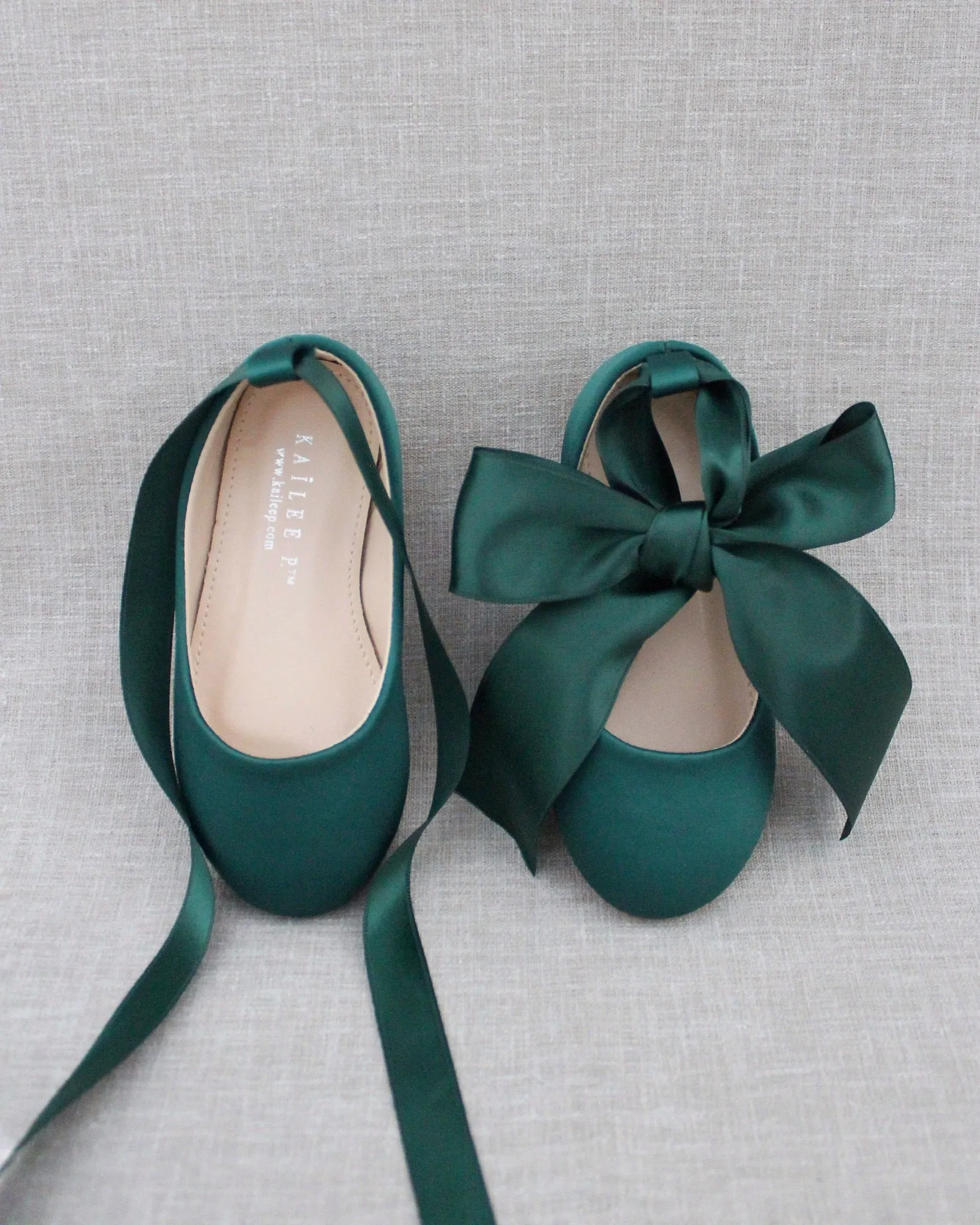 Satin Ballet Flats with Satin Ankle Tie or Ballerina Lace Up
