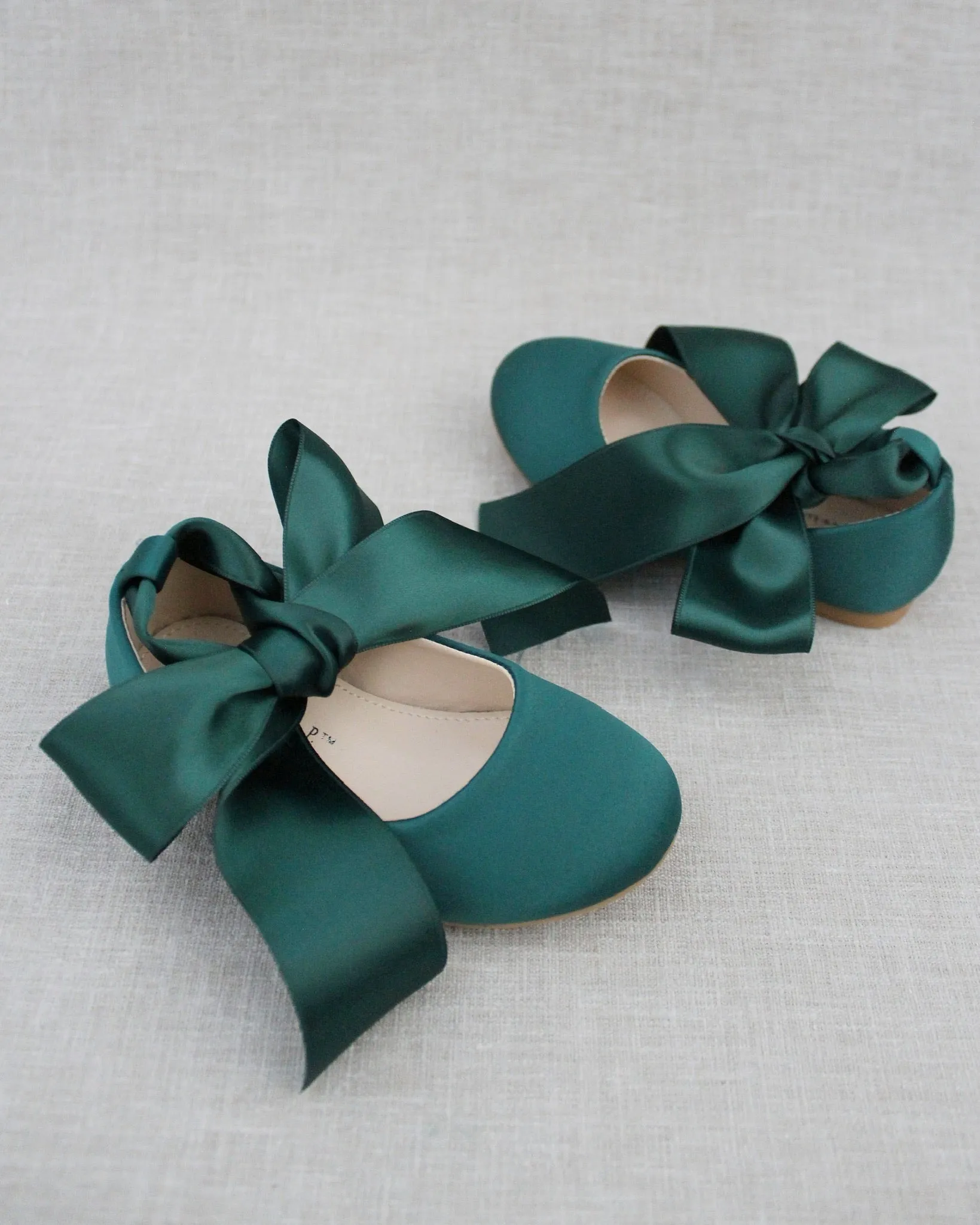 Satin Ballet Flats with Satin Ankle Tie or Ballerina Lace Up