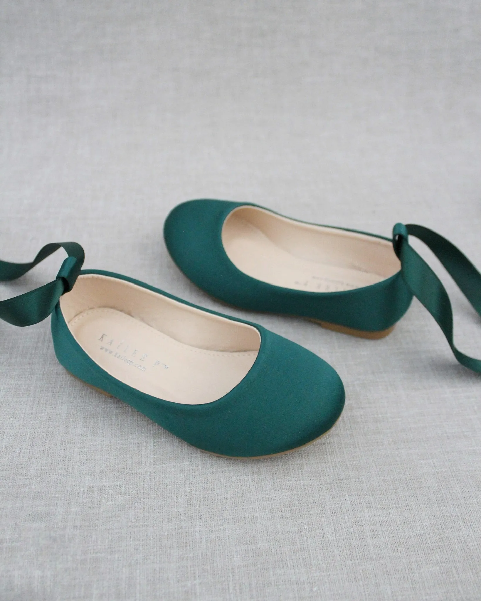 Satin Ballet Flats with Satin Ankle Tie or Ballerina Lace Up
