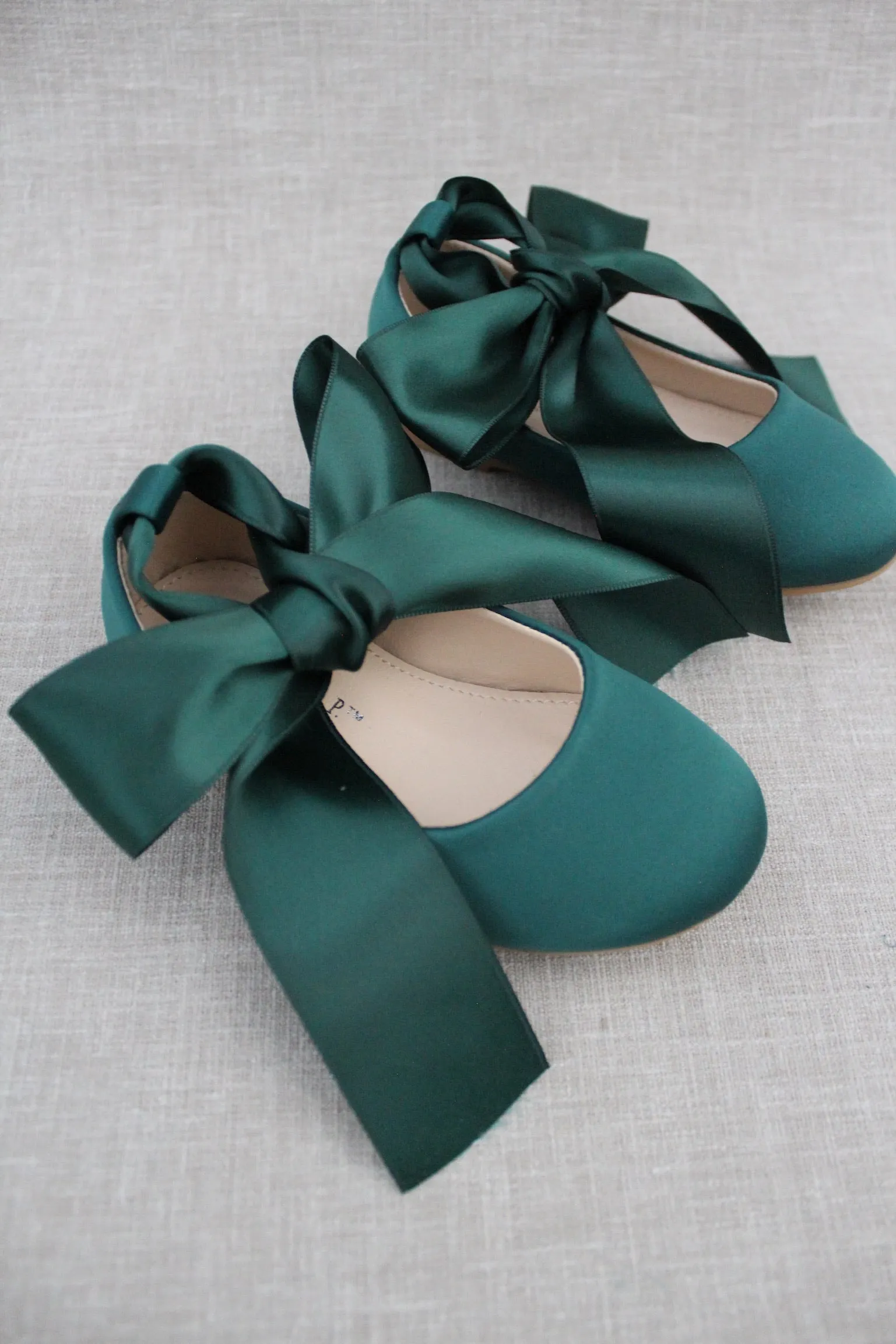 Satin Ballet Flats with Satin Ankle Tie or Ballerina Lace Up