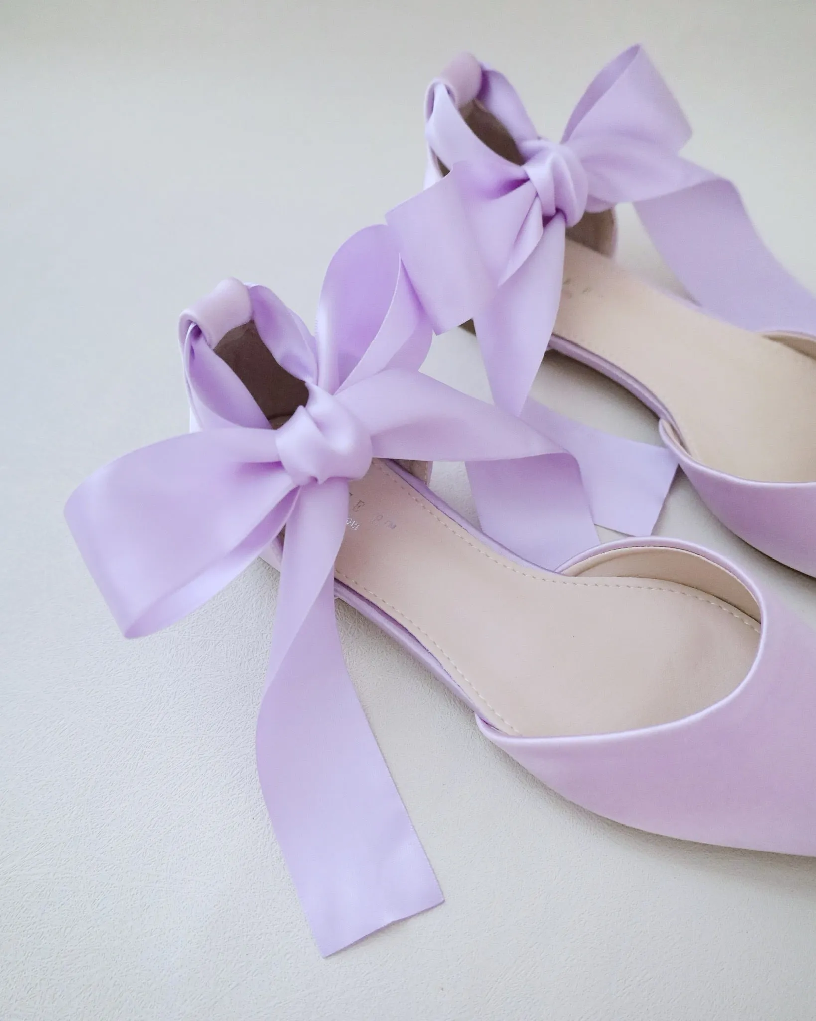 Satin Pointy Toe Flats with Satin Ankle Tie or Ballerina Lace Up