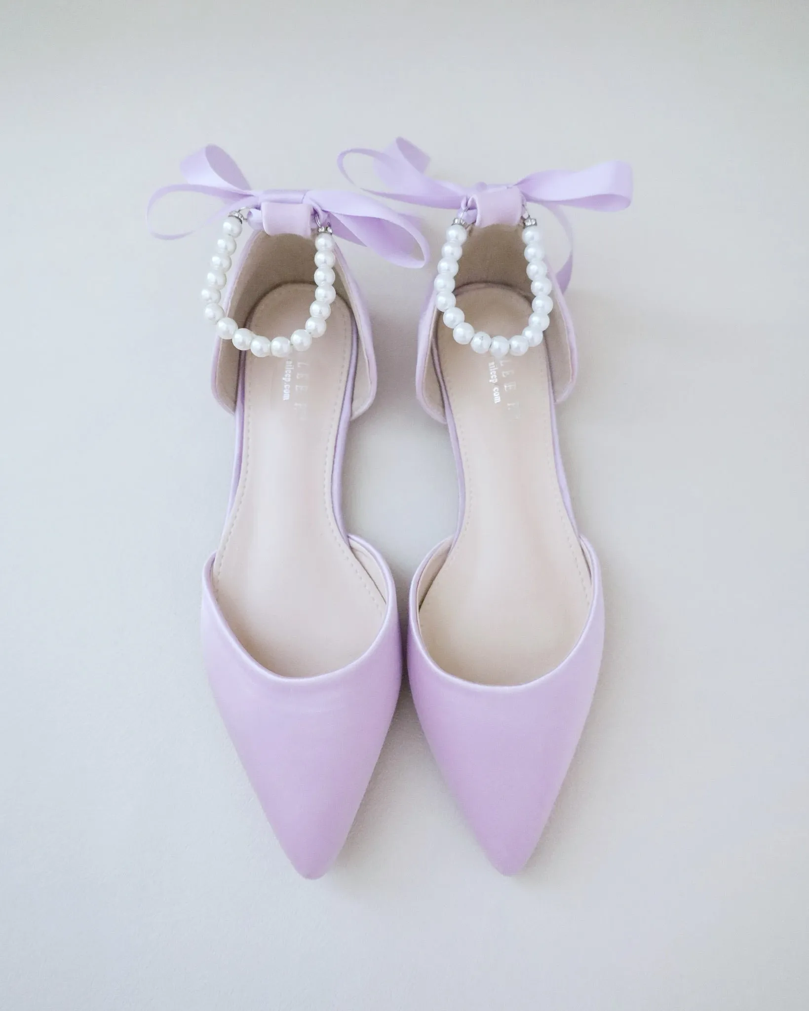 Satin Pointy Toe Flats with Satin Ankle Tie or Ballerina Lace Up