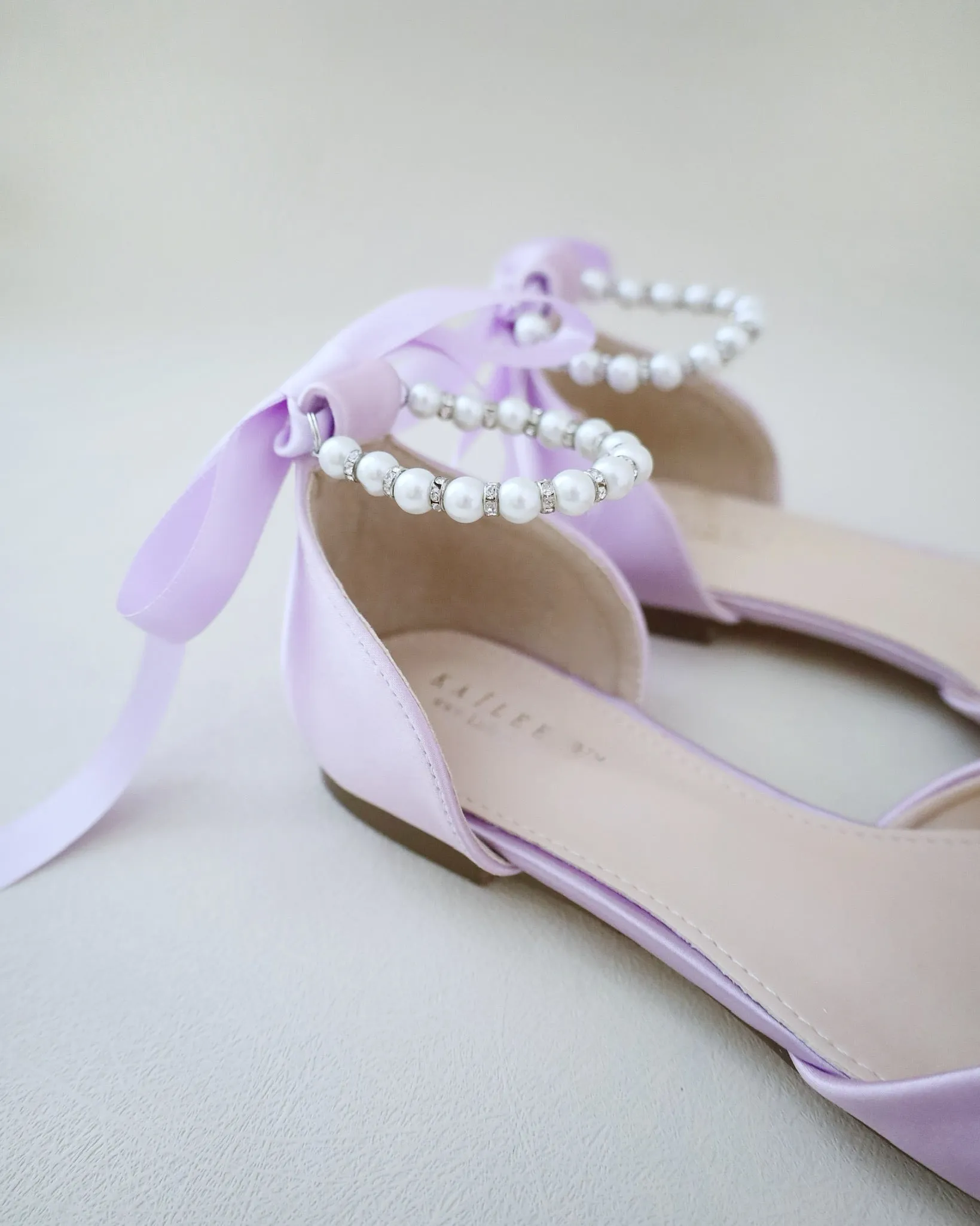 Satin Pointy Toe Flats with Satin Ankle Tie or Ballerina Lace Up